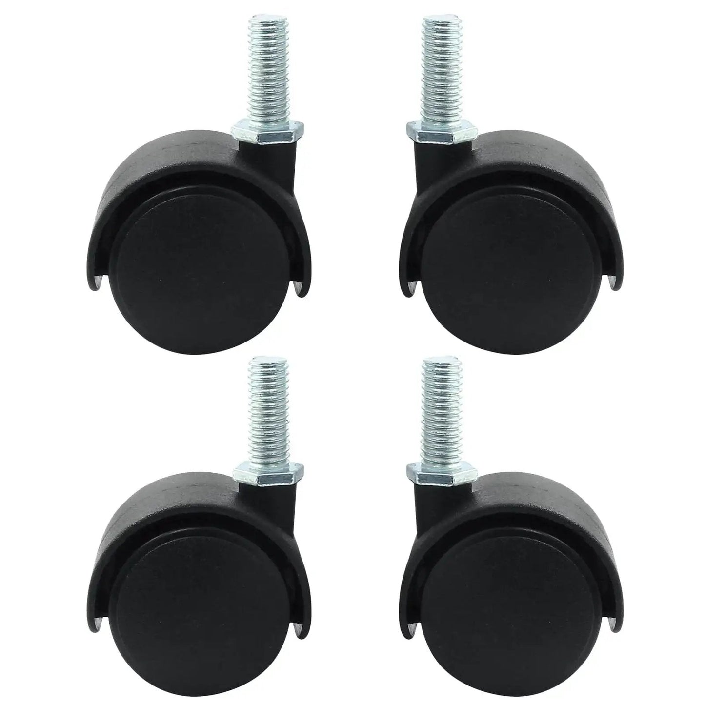 4 Pack 1.5 Inch Black Plastic Swivel Caster Wheels With M8 Threaded Stem Replacement For Chairs And Furniture Without Locking Brakes M8 20mm Threaded