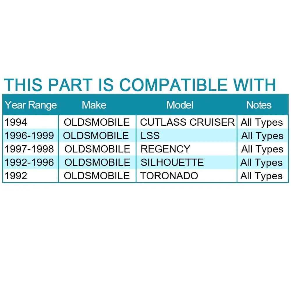 Compatibility chart for Front Wheel Hub And Bearing Assembly 2 Pack 513087 with ABS 5 Lug for Oldsmobile models.