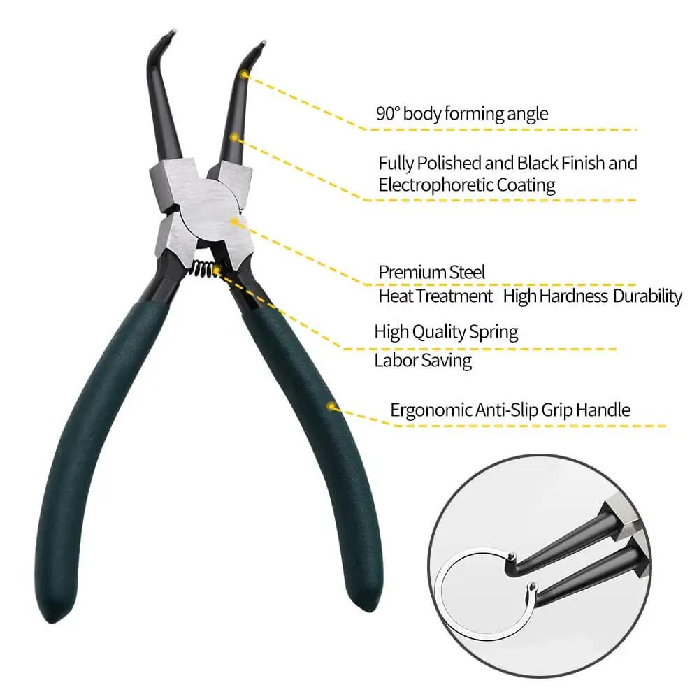 500Pcs Retaining Ring Set M4 To M28 With 21 Sizes Alloy Steel Circlip Snap Ring Kit Including 4 Pliers For Internal And External Snap Rings Pro Grade