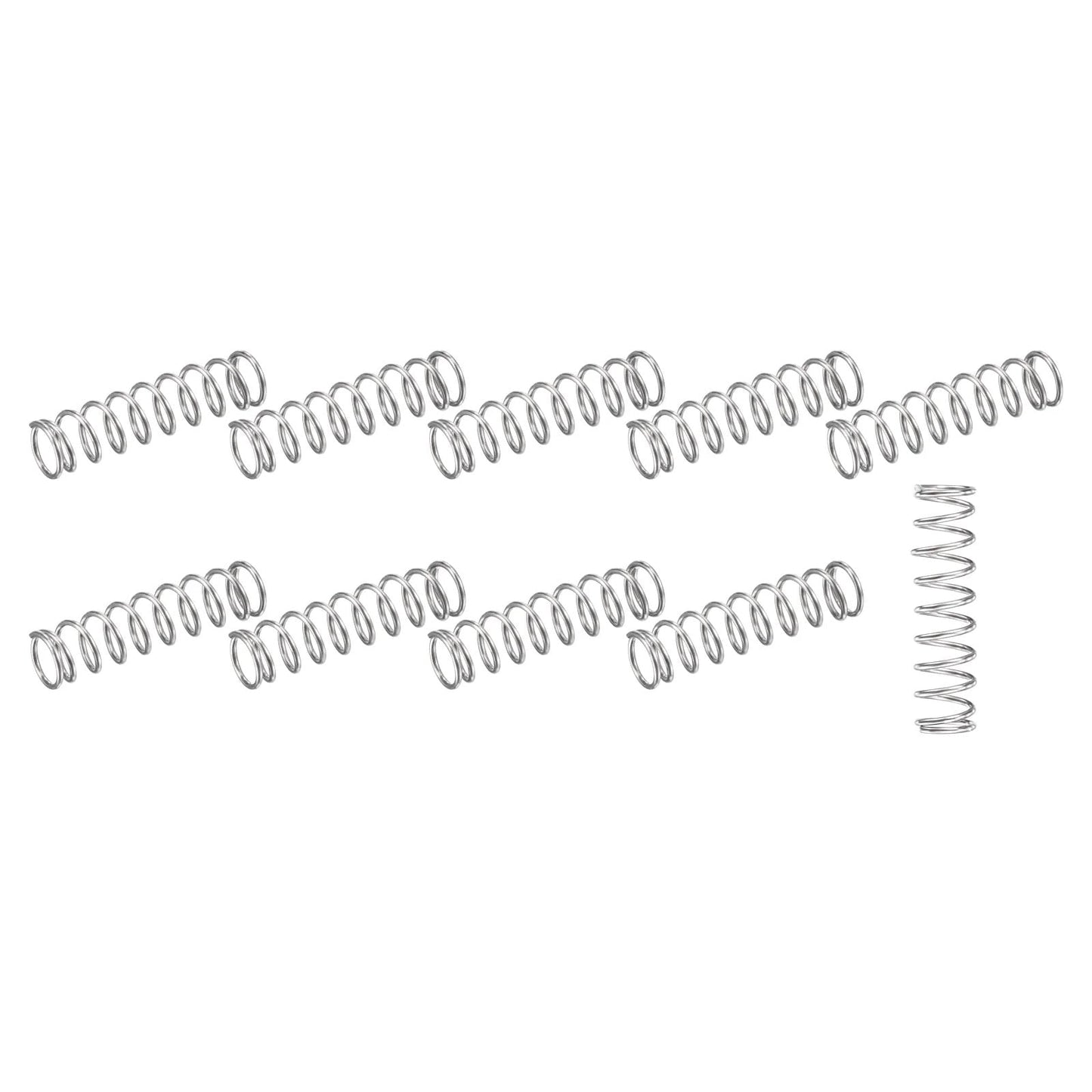 10Pcs 9mm Outer Diameter 35mm Free Length Compression Springs, 304 Stainless Steel Silver Tone, Ideal for Shop and Home Repairs, Appliances, Lawn Mowers, Electronics, DIY Projects, Durable Tension