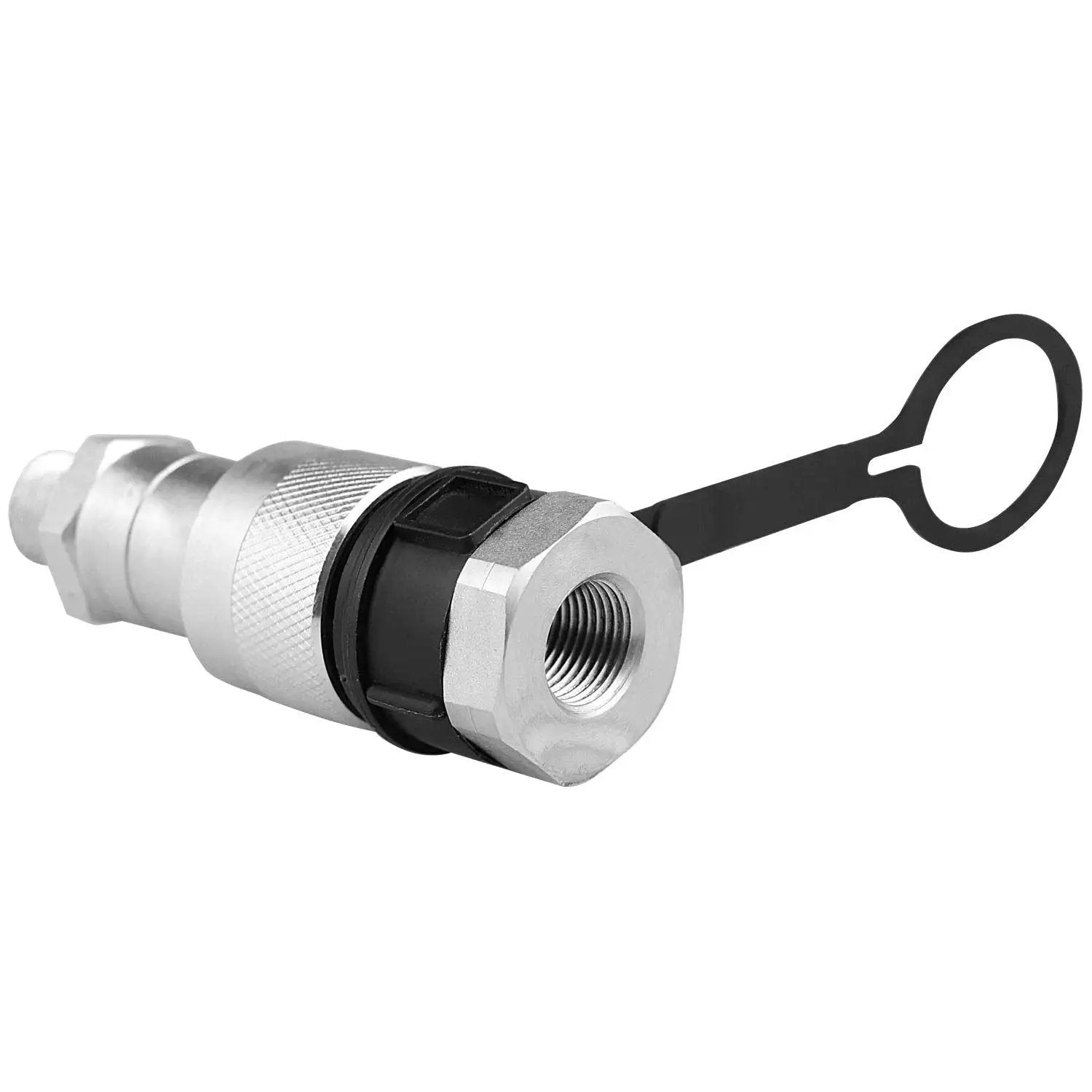 Three Eighths Inch Hydraulic Quick Coupler Set That Replaces Enerpac C604 And Parker 3000 Series, with dust cap, 10k PSI, NPT thread