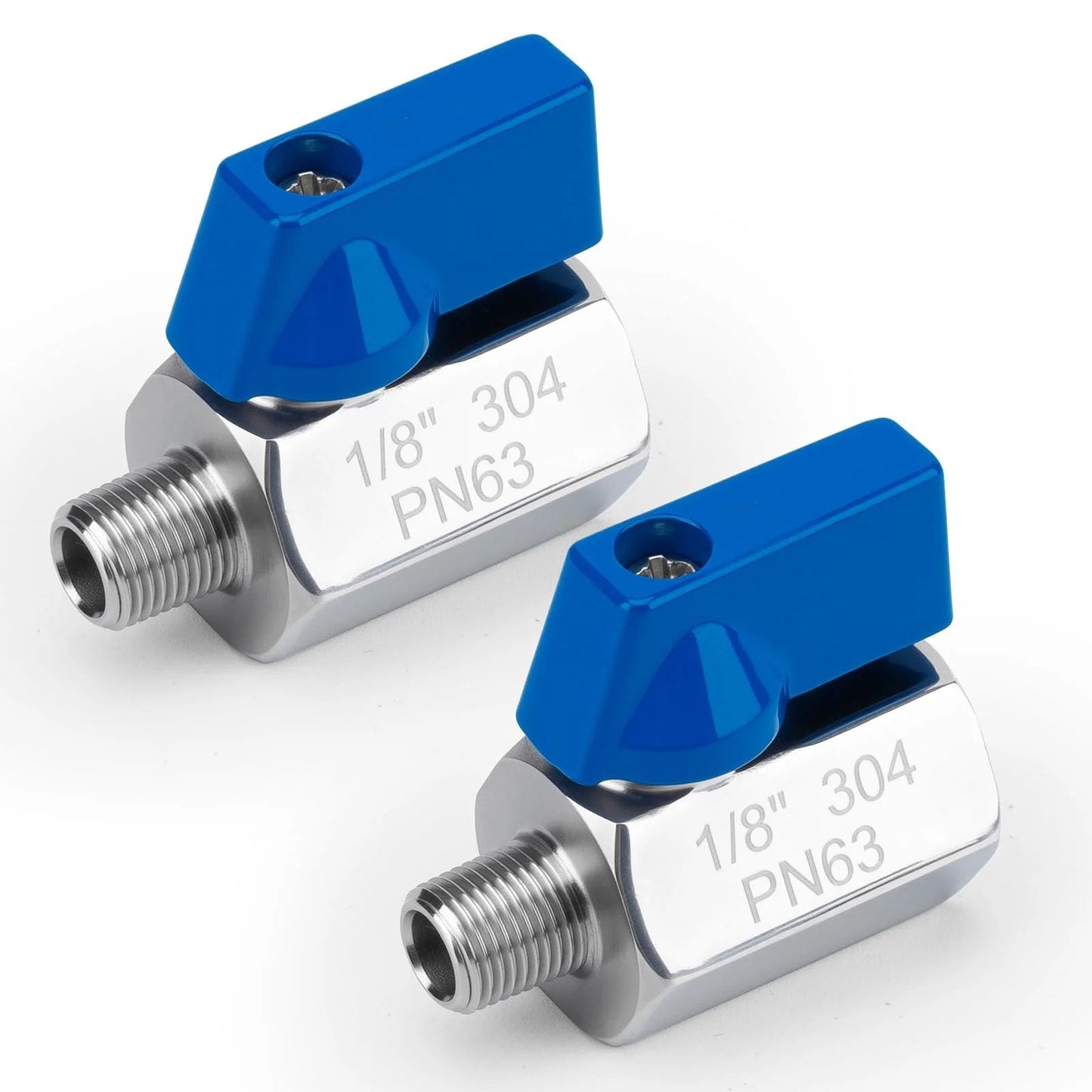 Two Pack One Eighth Inch NPT Mini Ball Valves In 304 Stainless Steel For Water Oil And Gas Flow Control Shut Off Valves