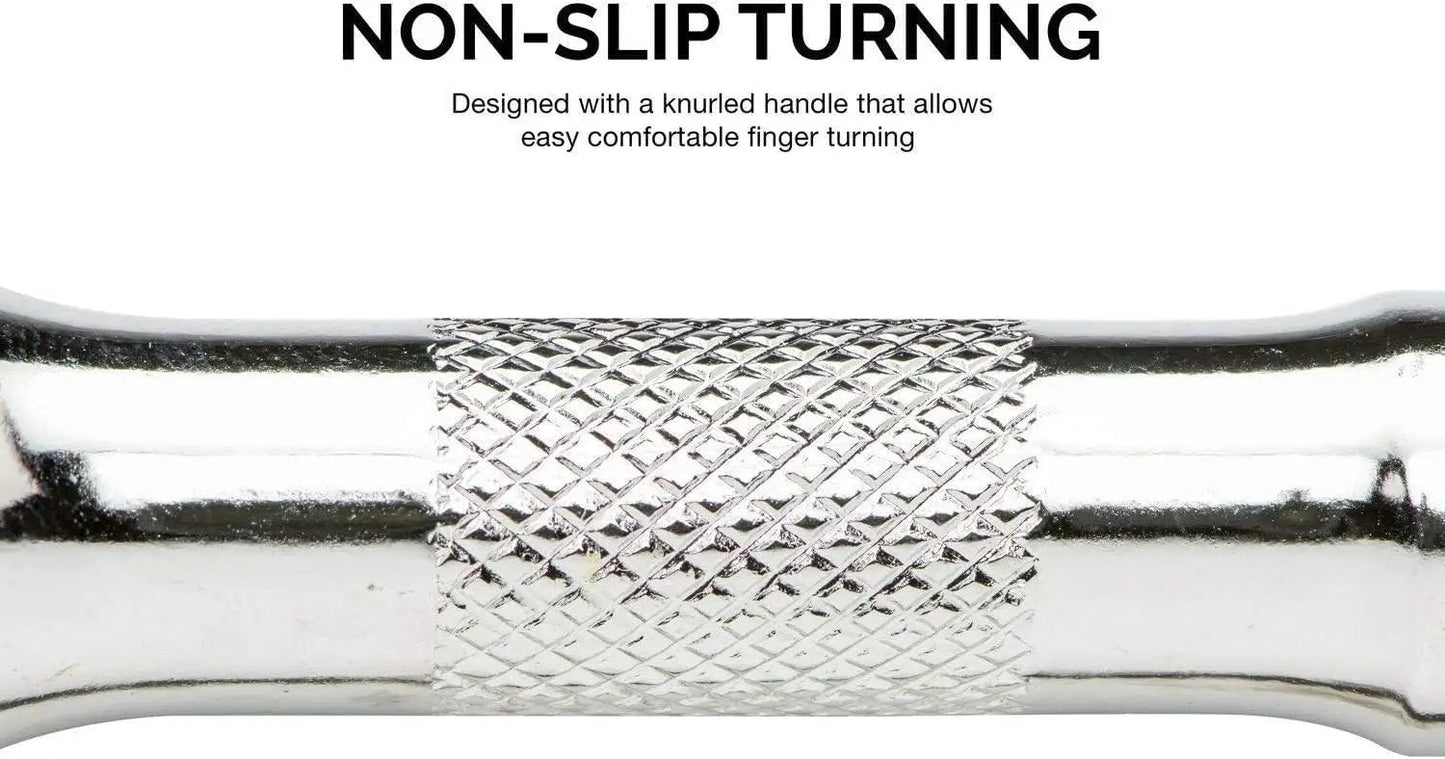Close-up of the Nine Piece Grab And Go Wobble Extension Bar Set for Sockets With 16 Degree Convex Anvil, Chrome Vanadium Steel Construction