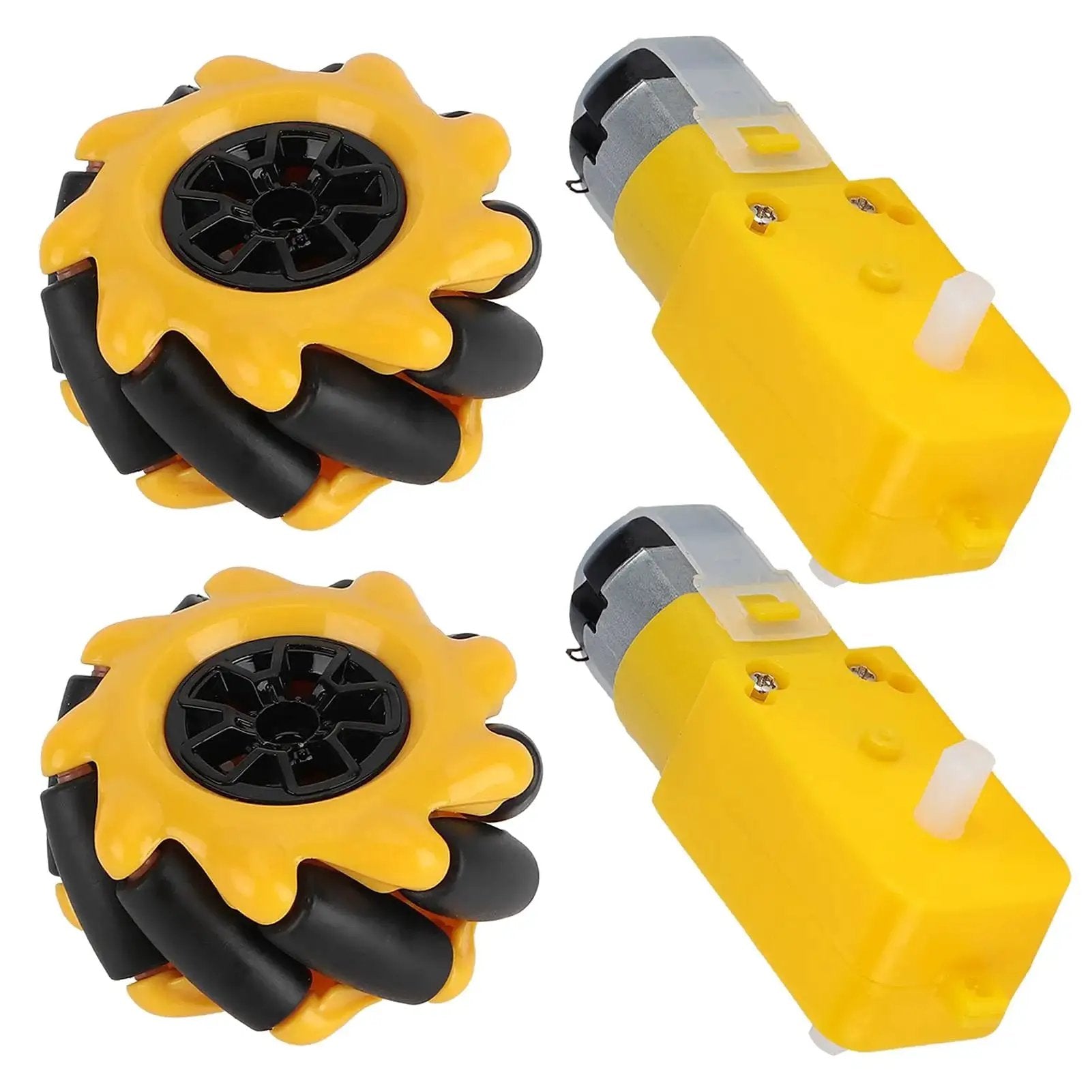 Mecanum Wheel For TT Geared Motor Smart Robot Car Parts Accessories DIY Toy Components 48mm Rubber Coated Yellow And Black Wheel