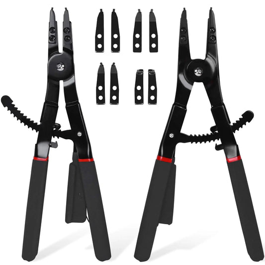 Heavy Duty Snap Ring Pliers Set Two Piece 16 Inch Circlip Pliers For Internal And External Rings With 45 Degree And 90 Degree Tips Ideal For Vehicle Maintenance And Repair By Inchoco
