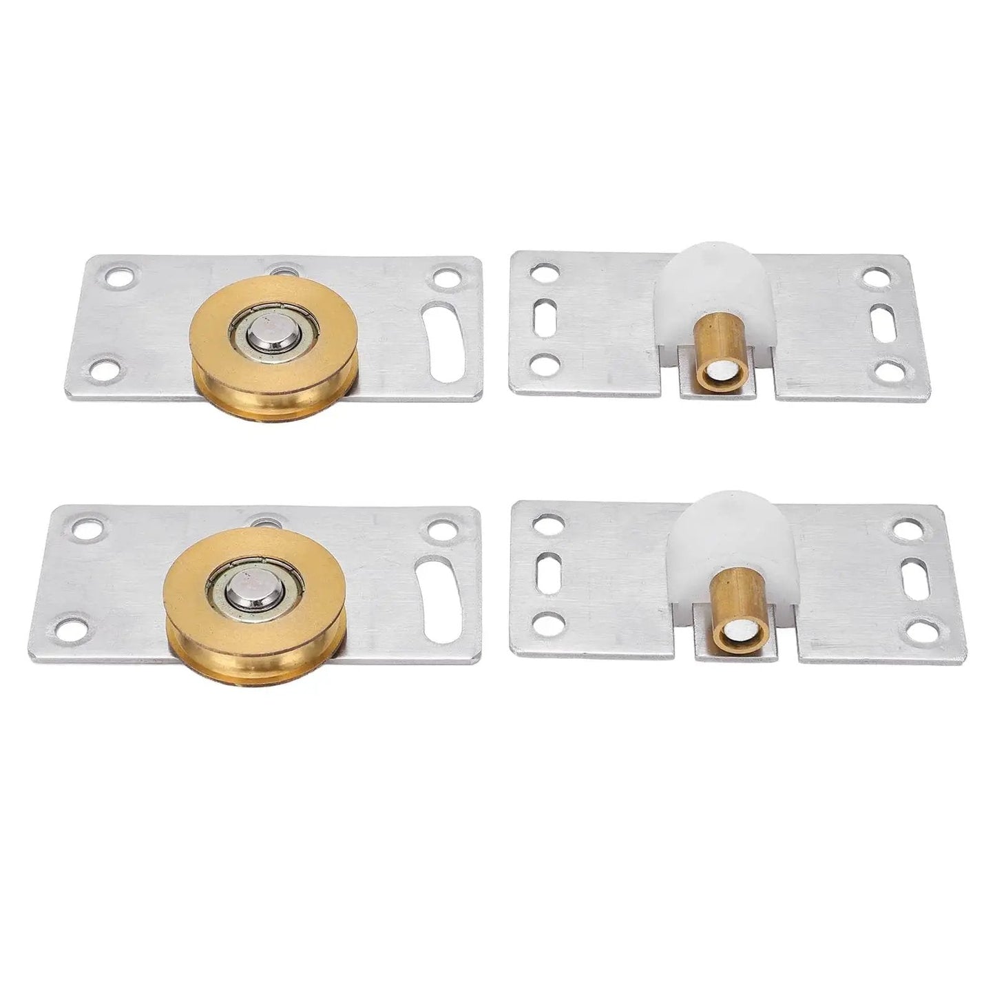 Two Sets 30mm Sliding Door Roller Wheels With Brackets Heavy Duty Stainless Steel Pulley Set For Closet Wardrobe Doors Replacement Top Mount Sliding Hardware Kit For Smooth Quiet Operation