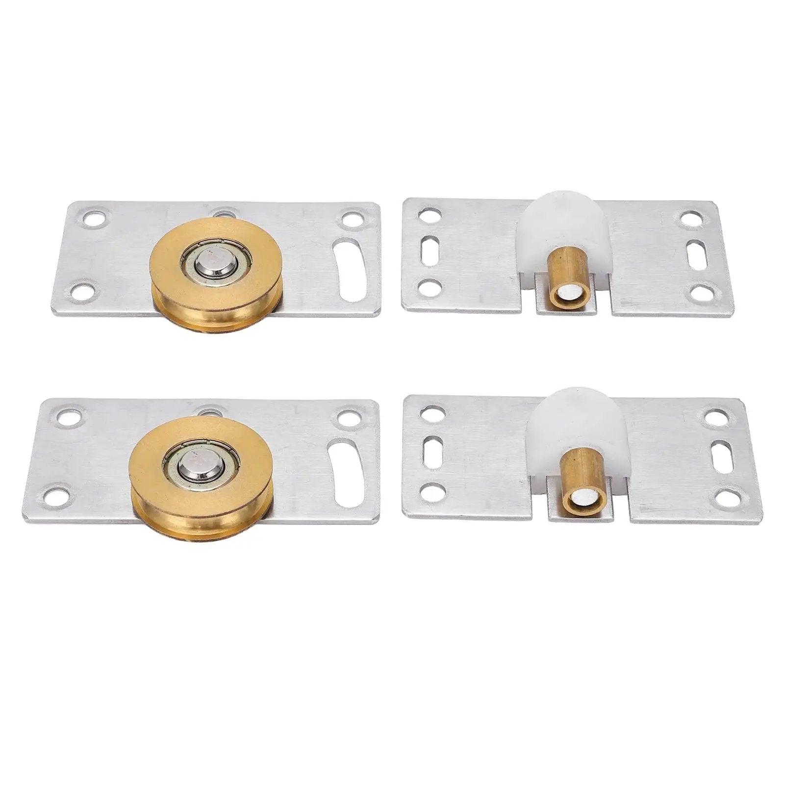 Two Sets 30mm Sliding Door Roller Wheels With Brackets Heavy Duty Stainless Steel Pulley Set For Closet Wardrobe Doors Replacement Top Mount Sliding Hardware Kit For Smooth Quiet Operation