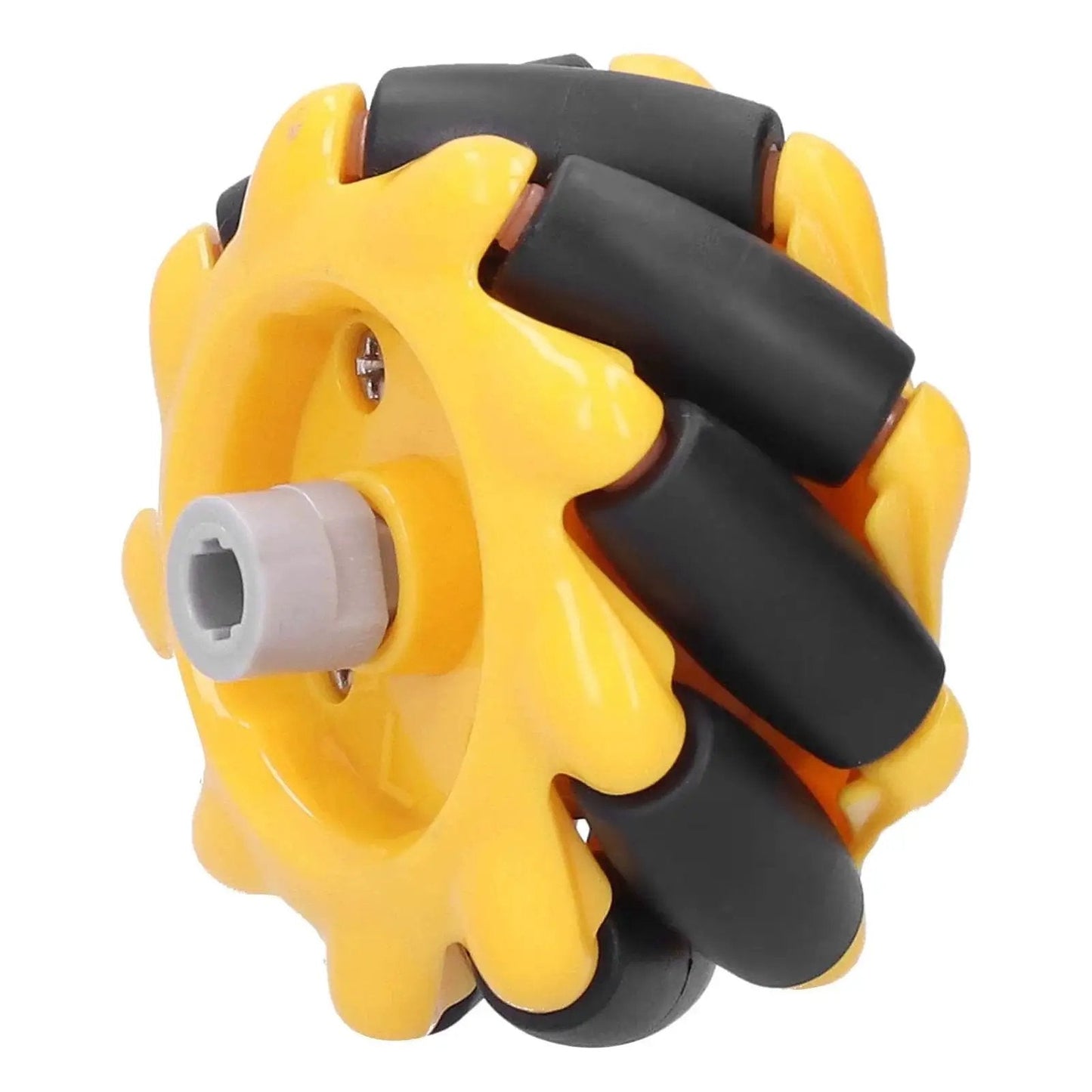 Dope Omni Directional Mecanum Wheels For DIY Robot Car With 48mm Rubber Coated Wheels And 8mm Axle, Yellow And Black Finish