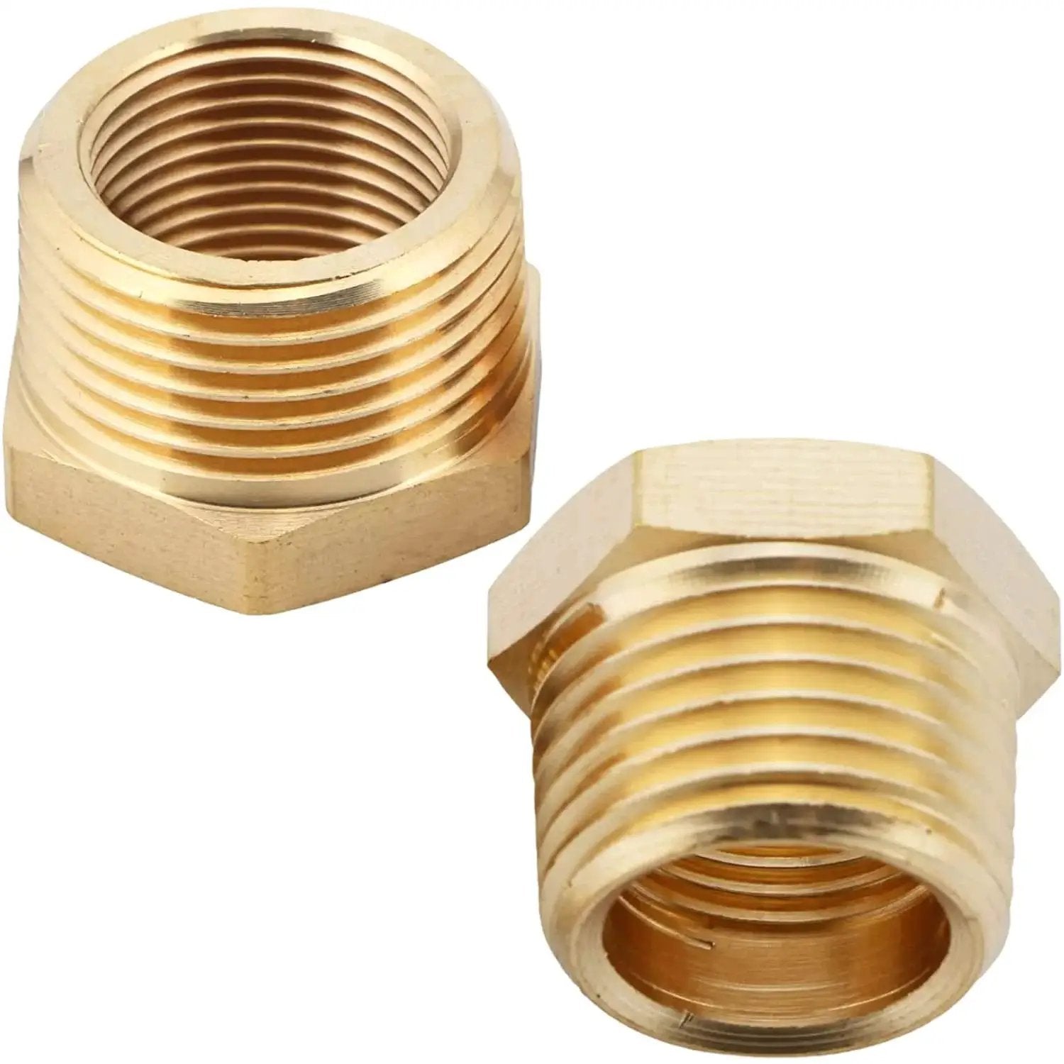 Brass 1 Inch Male To 3/4 Inch Female NPT Reducer Fitting Hex Bushing For Plumbing 2 Pack Leak Resistant Durable Connector By CX Wonderland