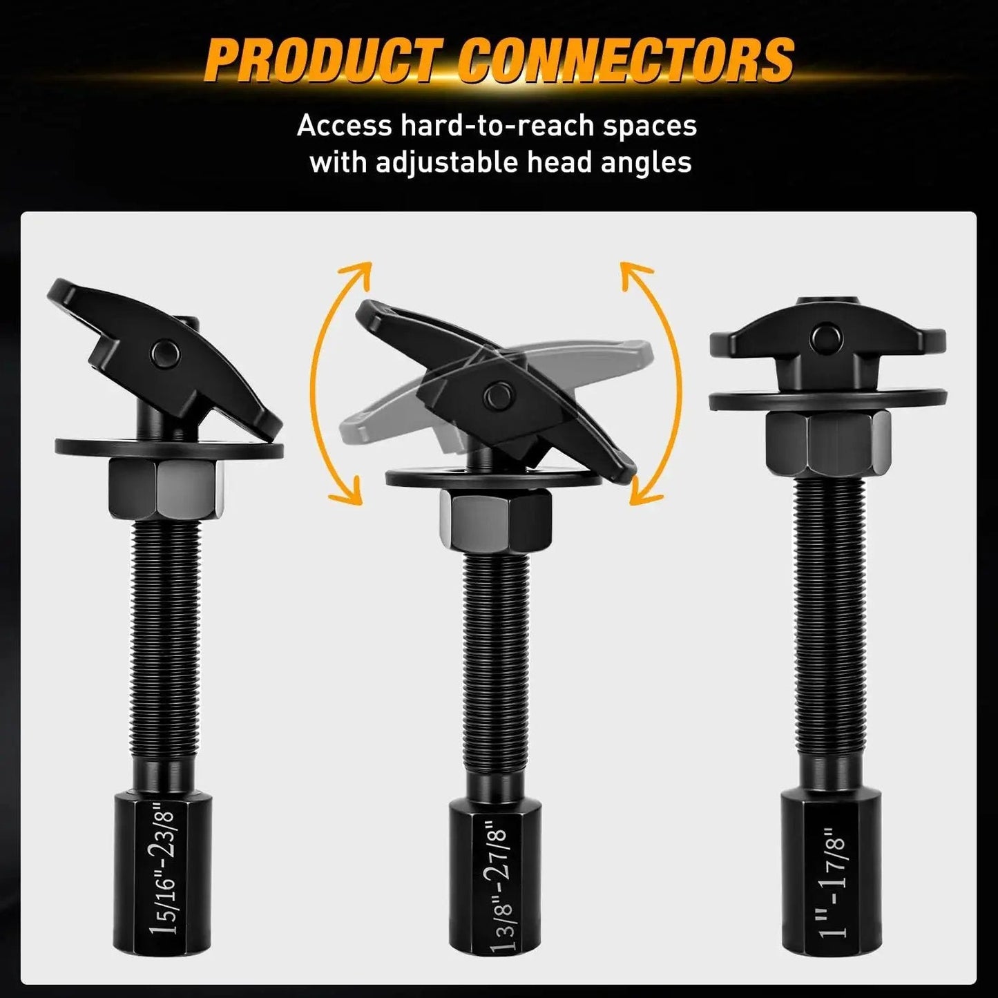 Rear Axle Bearing Puller Set With Three Sizes for easy axle bearing removal, adjustable connectors, and laser markings shown in black finish.