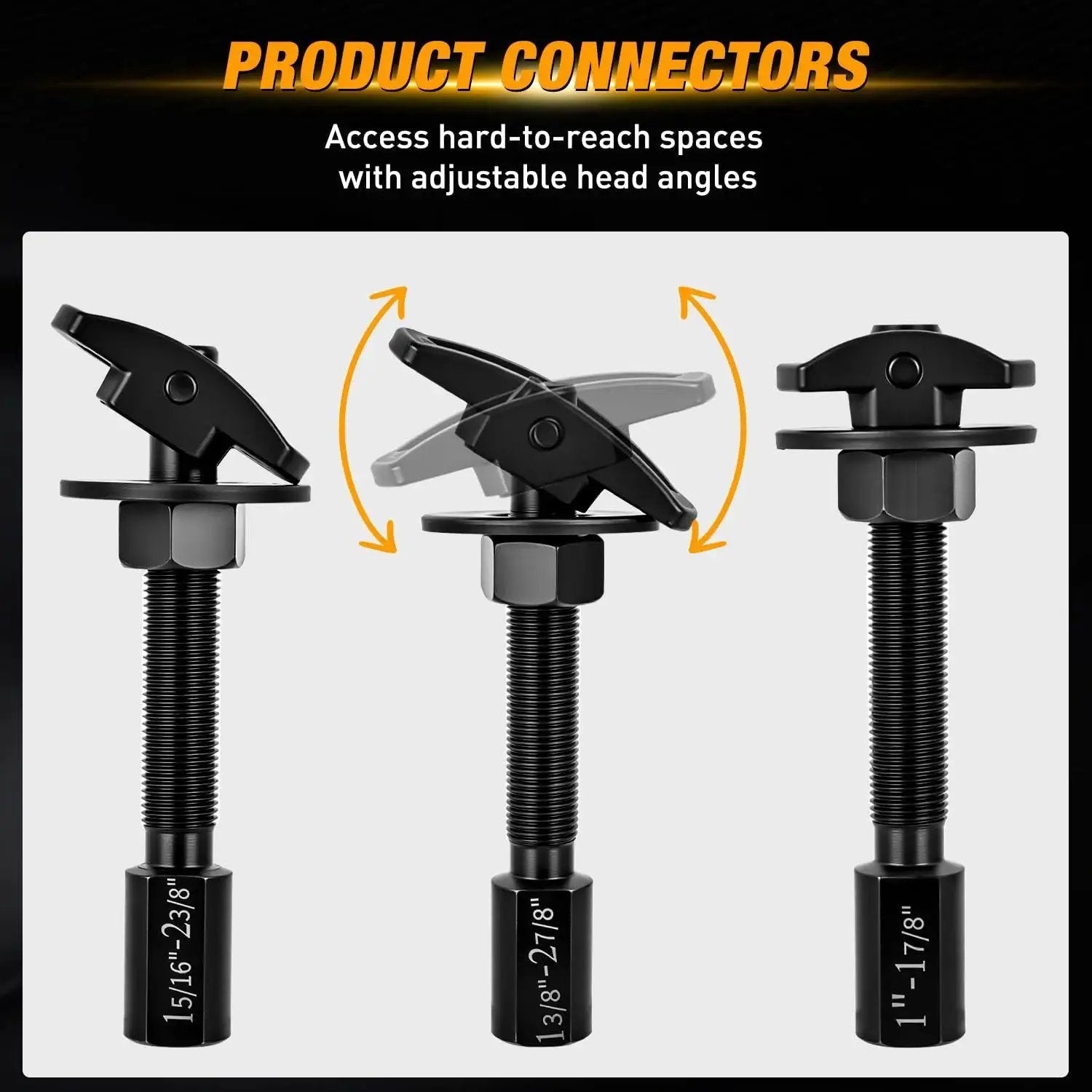 Rear Axle Bearing Puller Set With Three Sizes for easy axle bearing removal, adjustable connectors, and laser markings shown in black finish.