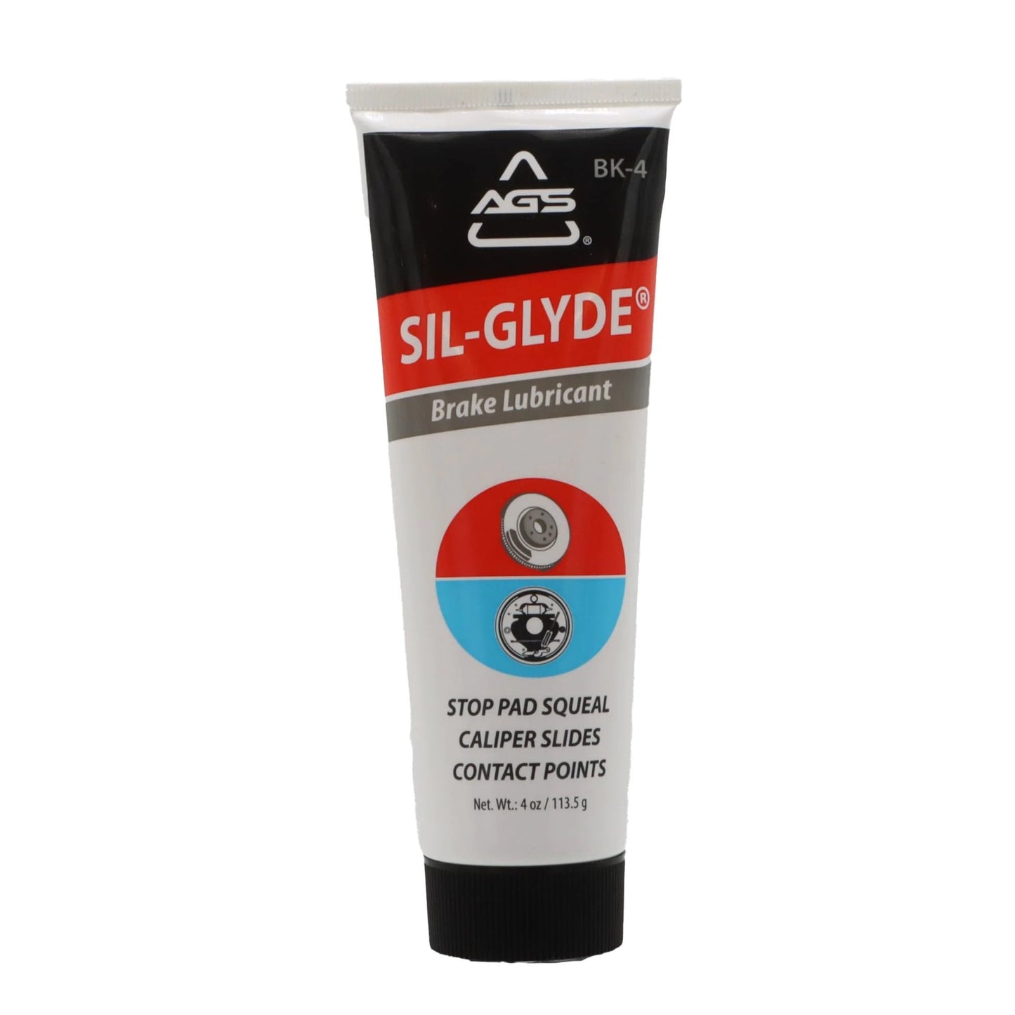 Disc Brake Squeal Eliminator With Silicone Based Brake Lubricant For Full Assembly Keeps Noise Down While Shielding Components From Moisture Heat And Rust AGS Sil Glyde 4 Oz Tube