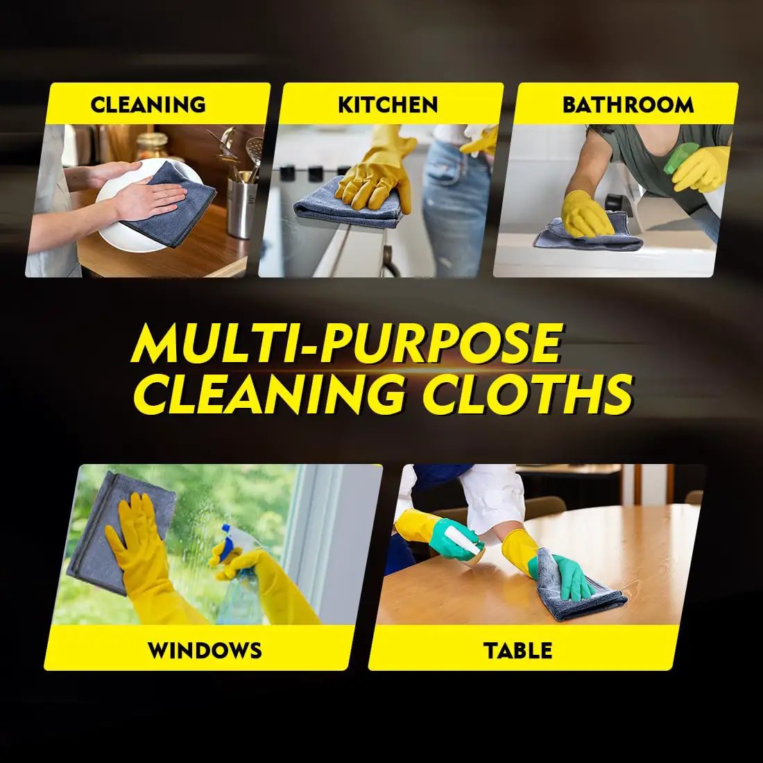 Ultra Absorbent Microfiber Towels For Cars And Home 12 Pack 12.5 Inch Square Cleaning Cloths Lint Free Streak Free For Car Kitchen Window Everyday Grey HOMEXCEL in various cleaning scenarios.