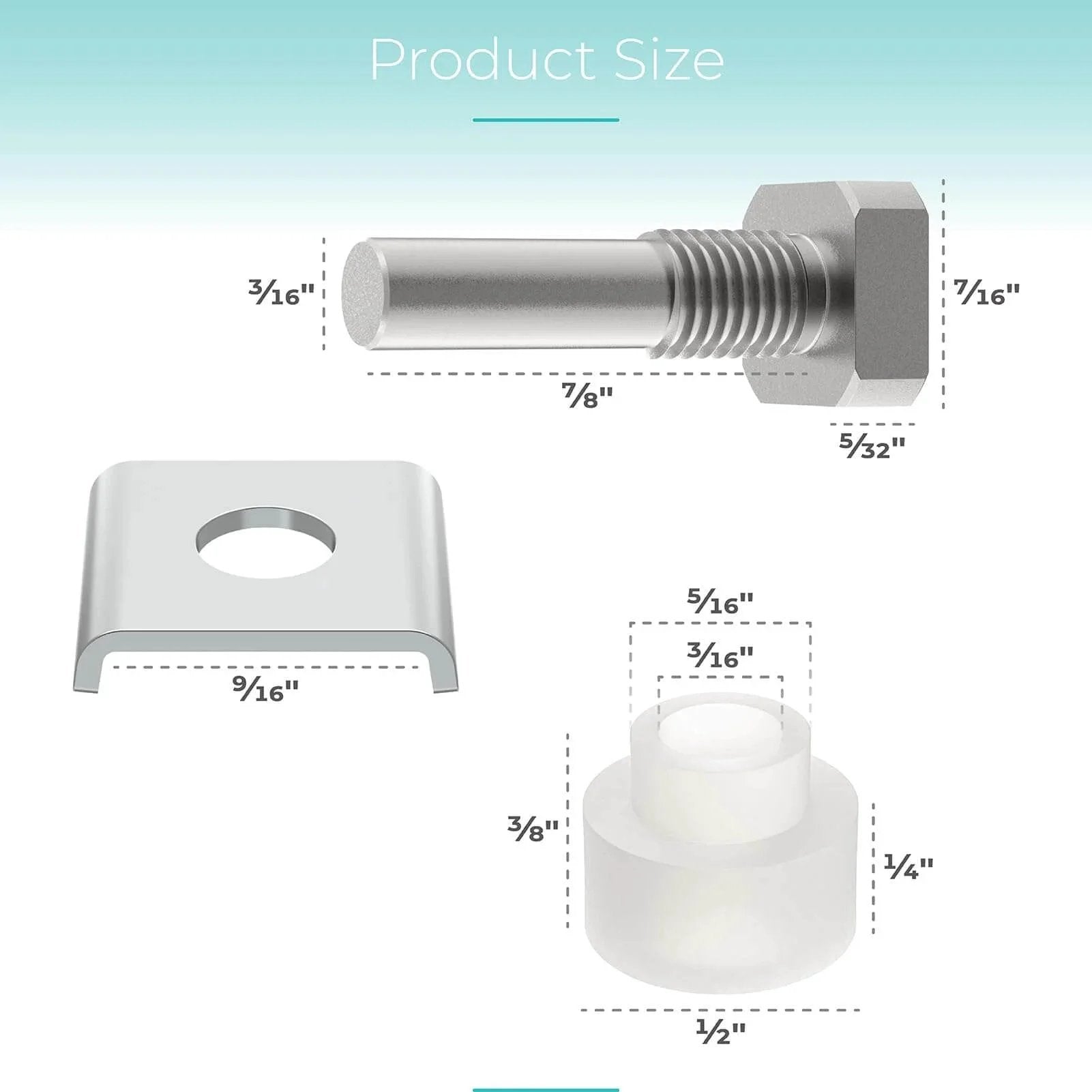 Shower Door Hinge Pin Kit With Pivot Bushing For Framed Swing Doors Replacement Parts diagram showing stainless pin and bushing sizes