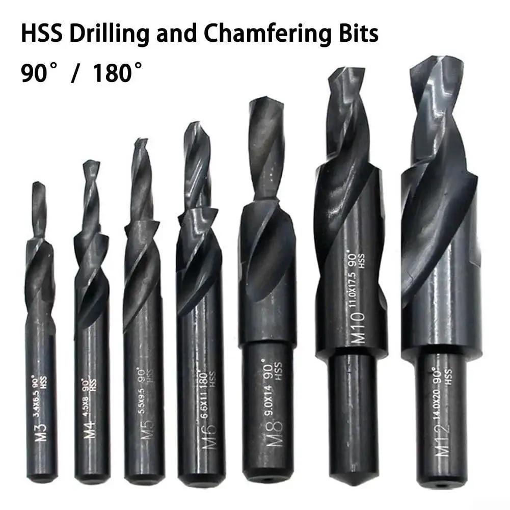 Set of Dual Function HSS Cobalt Two Stage Step Drill Bit For Metal With 90 And 180 Degree Second Stage Profiles, various sizes.