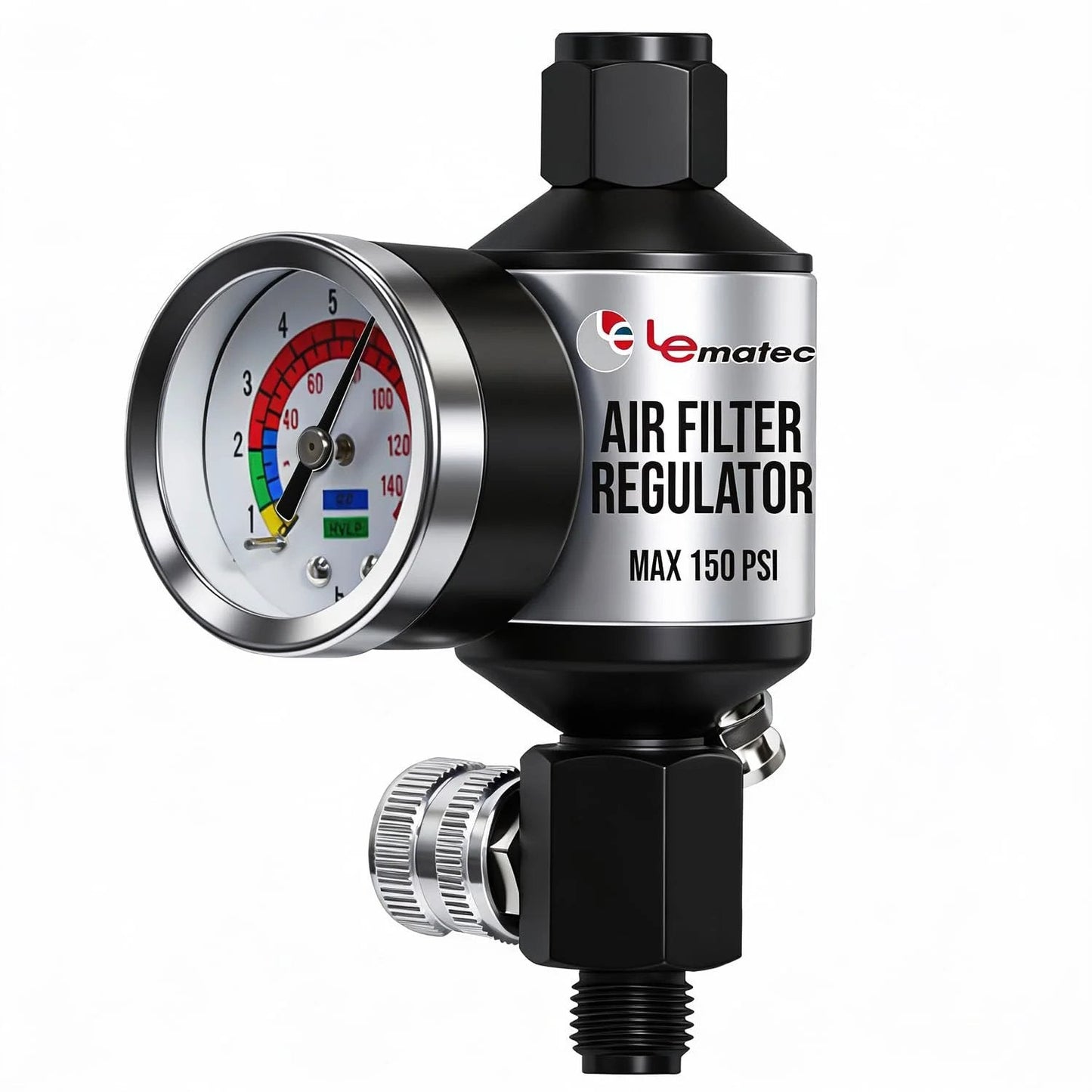 Pro Grade Spray Gun Regulator With Gauge And Water Separator For Paint Guns And Pneumatic Tools 1/4 Inch NPT