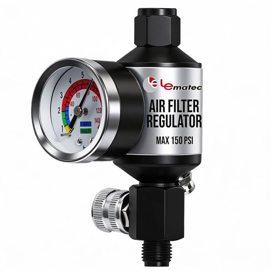 Pro Grade Spray Gun Regulator With Gauge And Water Separator For Paint Guns And Pneumatic Tools 1/4 Inch NPT