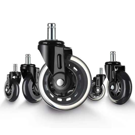2 Inch Office Chair Caster Wheels Set of 5, Heavy Duty Casters with Steel Body and Polyurethane Wheels, front view