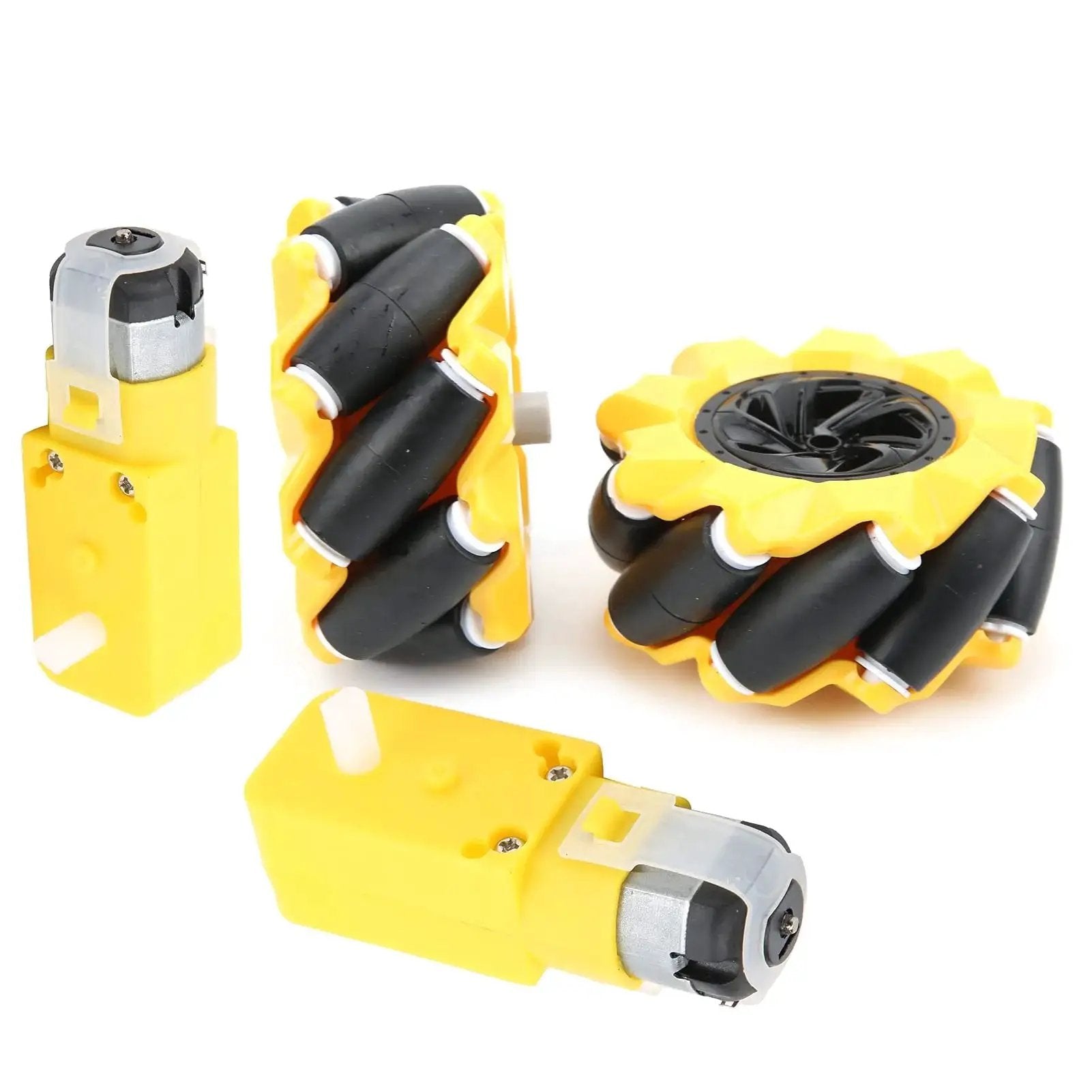 Mecanum Wheel Kit For TT Geared Motor Smart Robot Car Parts Accessories DIY Toy Components 80mm Rubber Coated Wheel In Yellow And Black