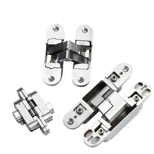2Pcs 180 Degree Concealed Cross Door Hinges Zinc Alloy Invisible Hinge For Gate Door Cupboard Furniture Hardware Set Left 95x23 Built Tough