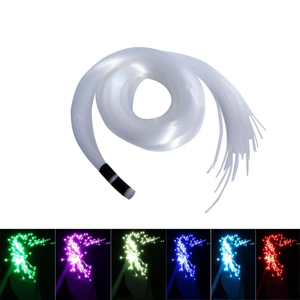 End Glow PMMA Fiber Optic Cable Set For LED Star Ceiling Kits, 100 Pcs, 0.75mm Diameter, shown with color variations, coiled up.