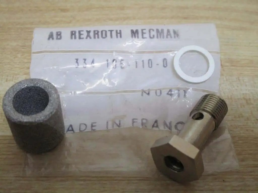 Exhaust Choke Silencer 3341051100 with fine thread and gasket, for hydraulic and pneumatic equipment, precision fit for industrial use.