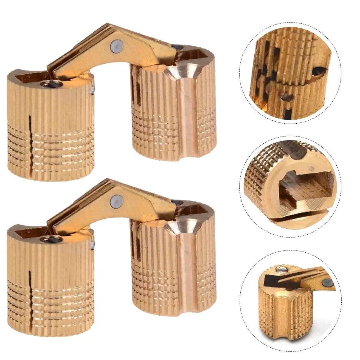 Heavy Duty Grade Copper Hidden Bracket Hinges For Jewelry Boxes And Furniture, Concealed Recessed Cabinet Door Hardware With High Load Capacity, No Fuss Install, 2 Pack By Shineofi