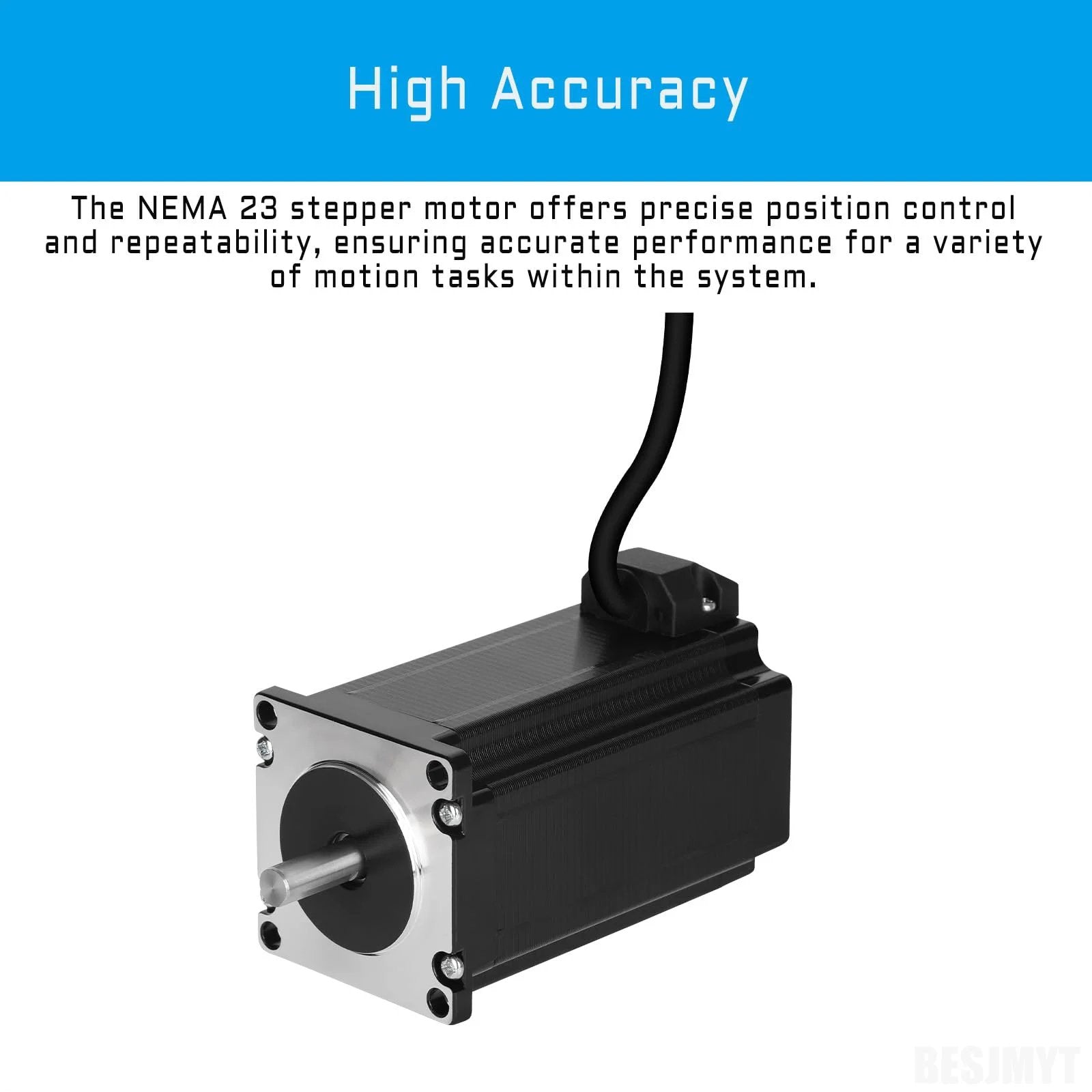 Nema 23 Stepper Motor 2000 Steps Per Revolution With Beefy 3000 mNm Torque 424.83 Oz In Bipolar 2 Phase 4 Lead 4.2 A 1.8 Degree For 3D Printer CNC Milling Engraving 100 Mm Long