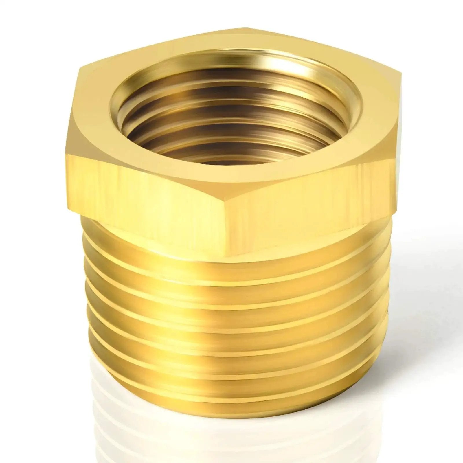 Brass Reducer Hex Bushing Pipe Fitting One Inch NPT Male To Three Quarter Inch NPT Female Adapter 2 Pack Easy To Connect