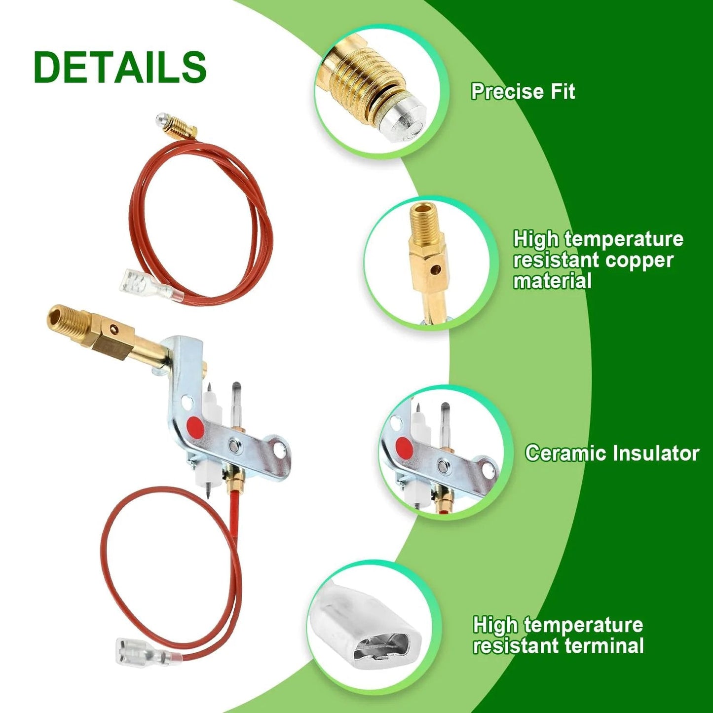 Exact Fit Pilot Assembly Direct Replacement For Mr Heater Portable Buddy MH9B MH9BX And DeWalt 78422 ODS Compatible With MH18B Space Heaters showing copper material and connections