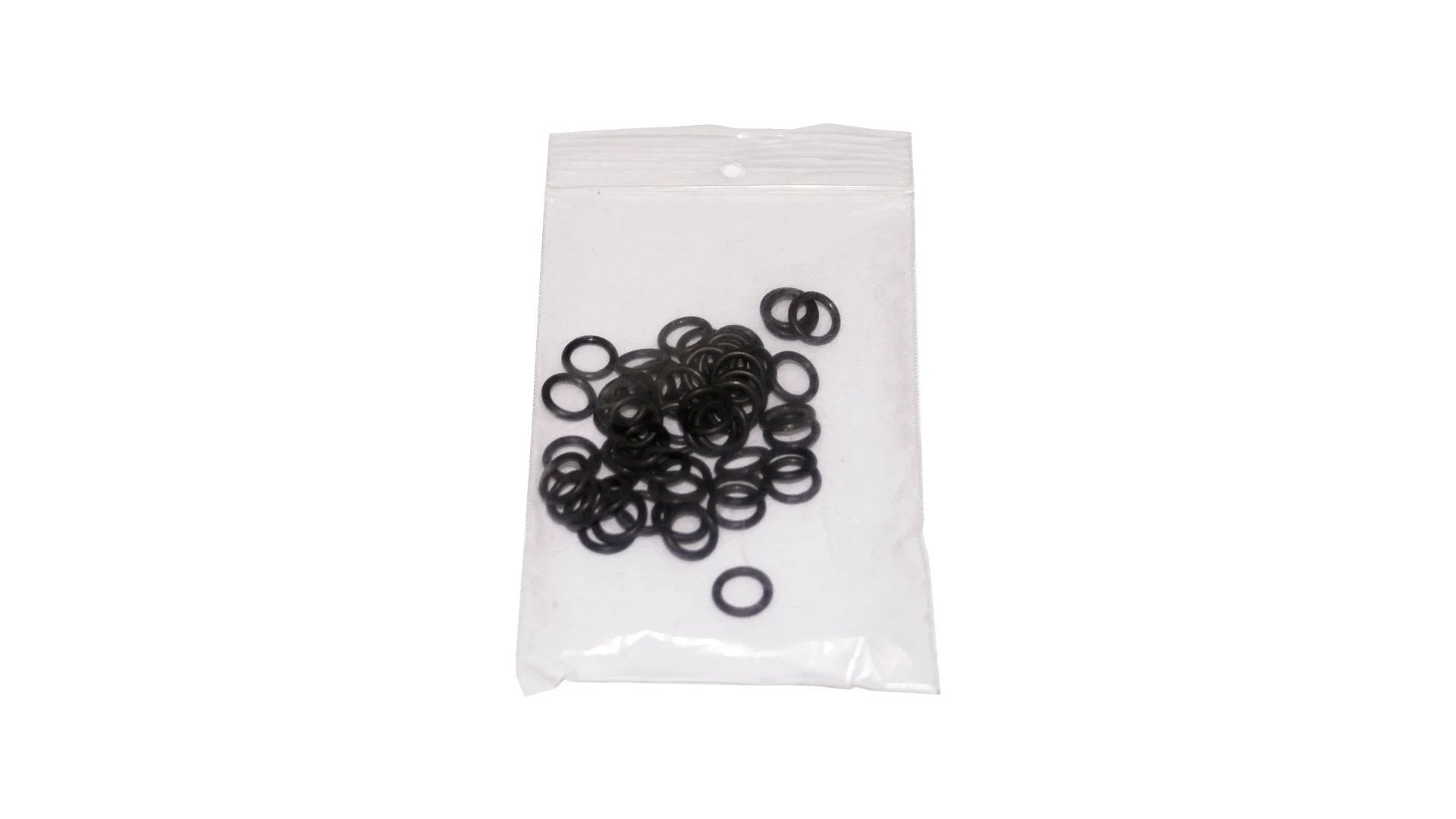Image of Viton O Ring ORVT009x50 7/32 In ID 11/32 In OD Pack Of 50 in a transparent plastic bag, suitable for heavy-duty seals.