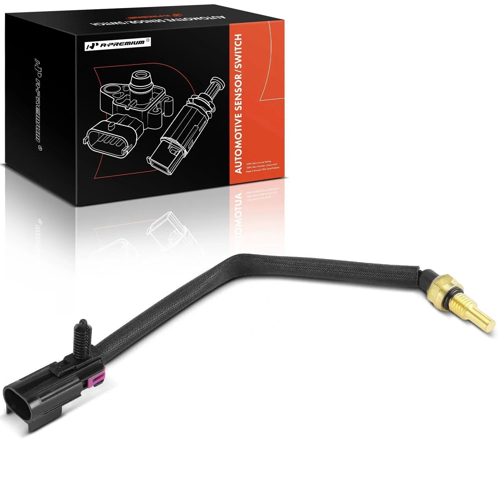 Premium Coolant Temperature Sensor Replacement For Buick Rainier Chevrolet Colorado Trailblazer GMC Canyon Envoy Hummer H3 Isuzu Ascender Saab 9 7x Plug And Play OE Style Fit Long Lasting Performance displayed with packaging