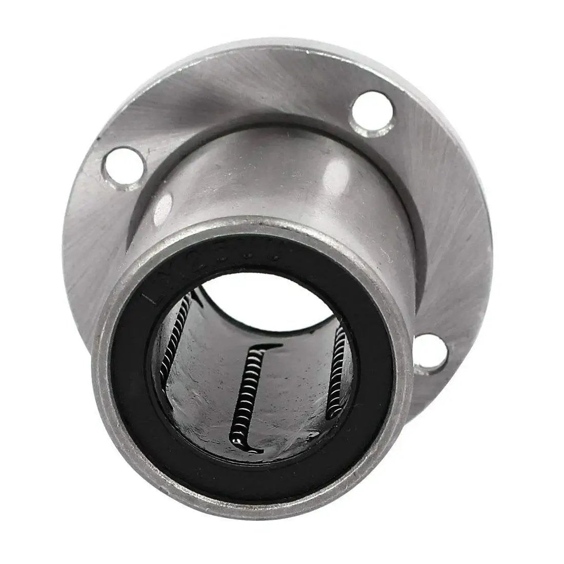 Front view of Flange Bearing Linear Ball Bearing LMF6UU Shaft Bushing for CNC Machines and 3D Printers, sealed on both sides.