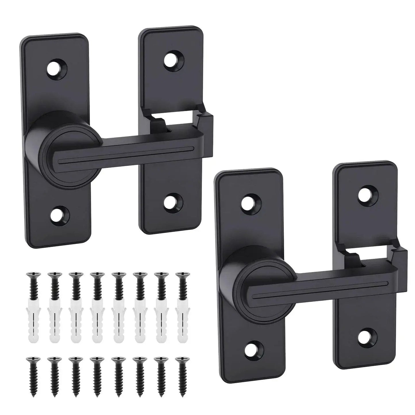 2 Pack Heavy Duty 180 Degree Barn Door Lock Hardware With Thickened Flip Latches For Sliding Barn Doors Matte Black Finish