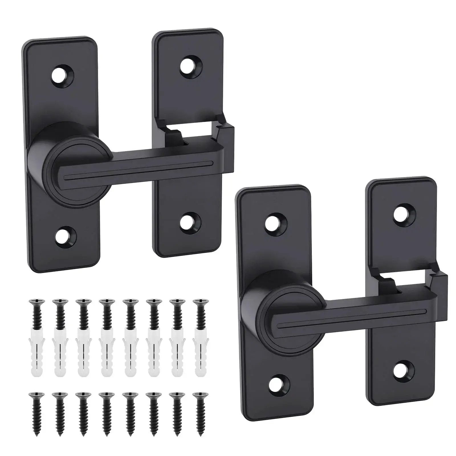 2 Pack Heavy Duty 180 Degree Barn Door Lock Hardware With Thickened Flip Latches For Sliding Barn Doors Matte Black Finish