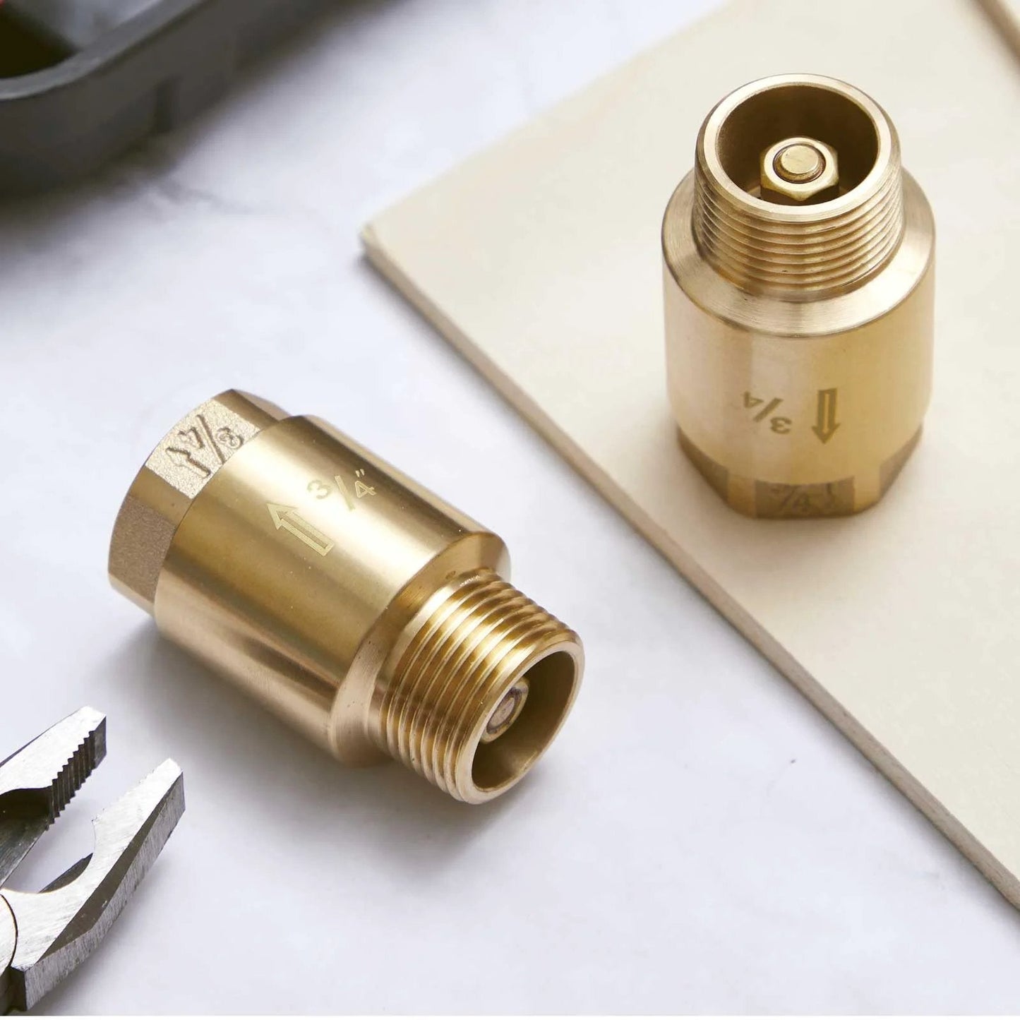 Brass Three Quarter Inch In Line Check Valve Two Pack DIY Friendly With Backflow Prevention One Way Non Return NPT Male To FNPT Outlet
