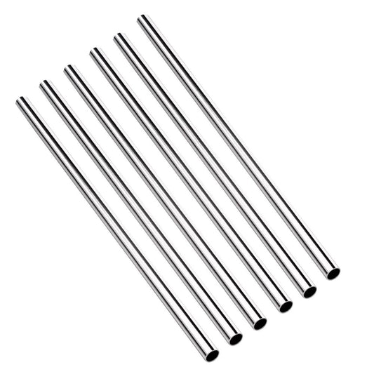 Six Pack Of 1/4 In OD 12 In Long 304 Stainless Steel Seamless Tubing Thickened Wall Round Metal Pipe For Industrial Use Weldable And Corrosion Resistant High Strength Straight Tube For Fabrication DIY Projects And Machining, shown in a side view.