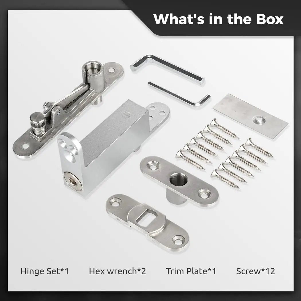 Heavy Duty Self Closing Pivot Hinges For Doors With Hidden Bookcase Design Stainless Steel 360 Degree Invisible Hinge System Including Installation Screws Auto Closure And Smooth Roller Bearing components set
