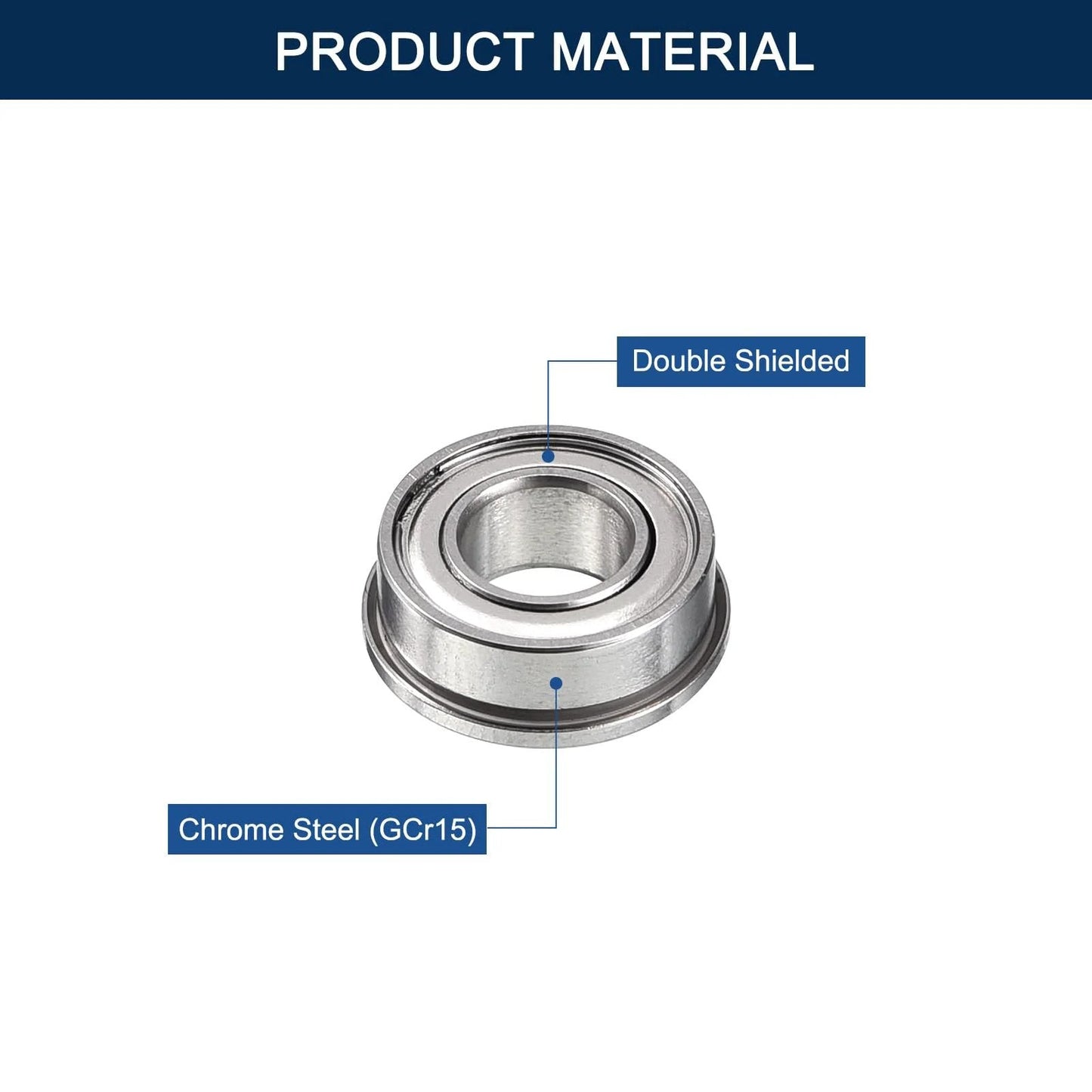 Flanged Miniature Ball Bearing Three Sixteenths Inch Inner Diameter Three Eighths Inch Outer Diameter One Eighth Inch Width Deep Groove