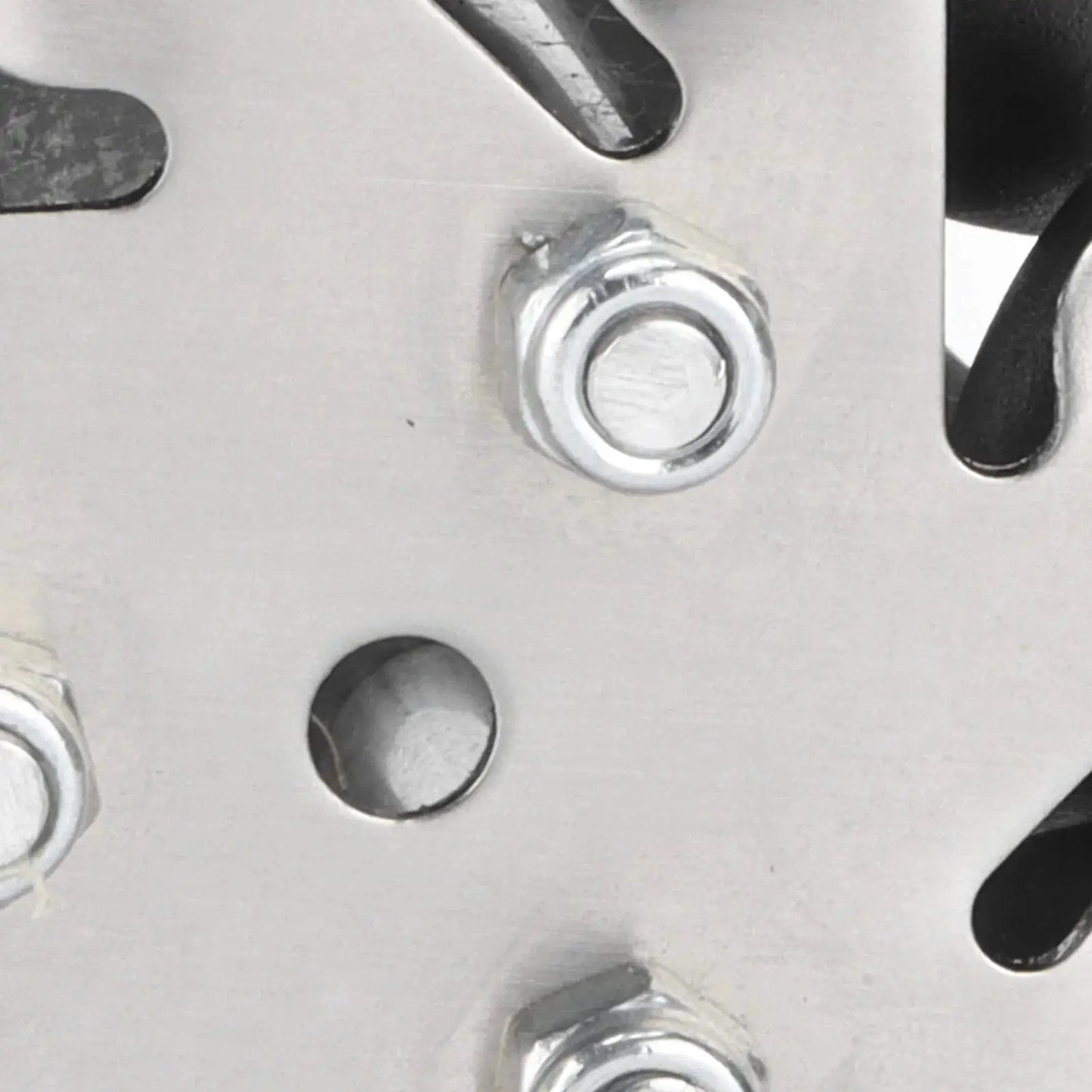 Close-up of Four Piece 48mm Mecanum Wheel Set, showcasing metal construction and bolts for robot car chassis assembly.