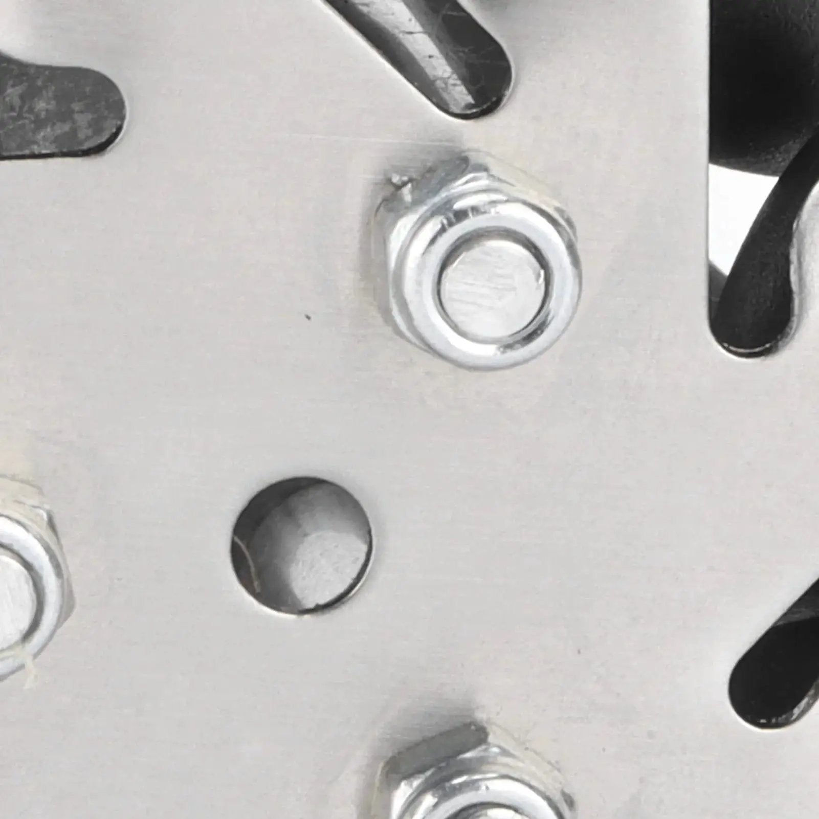 Close-up of Four Piece 48mm Mecanum Wheel Set, showcasing metal construction and bolts for robot car chassis assembly.