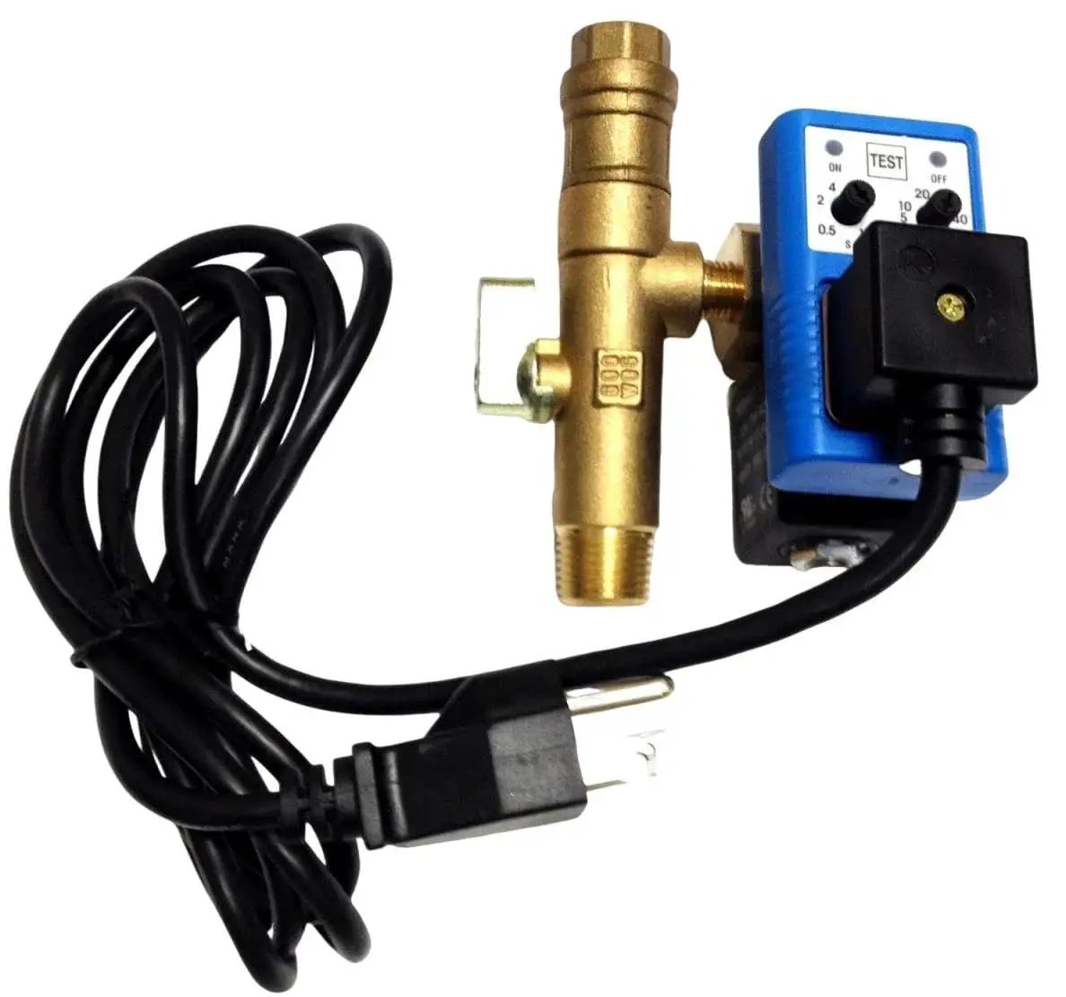 Timed Electric Auto Drain With Strainer Replacement One Quarter Inch NPT For Ingersoll Rand EAD25 BABC5025DK with LED, test button, and power cord.