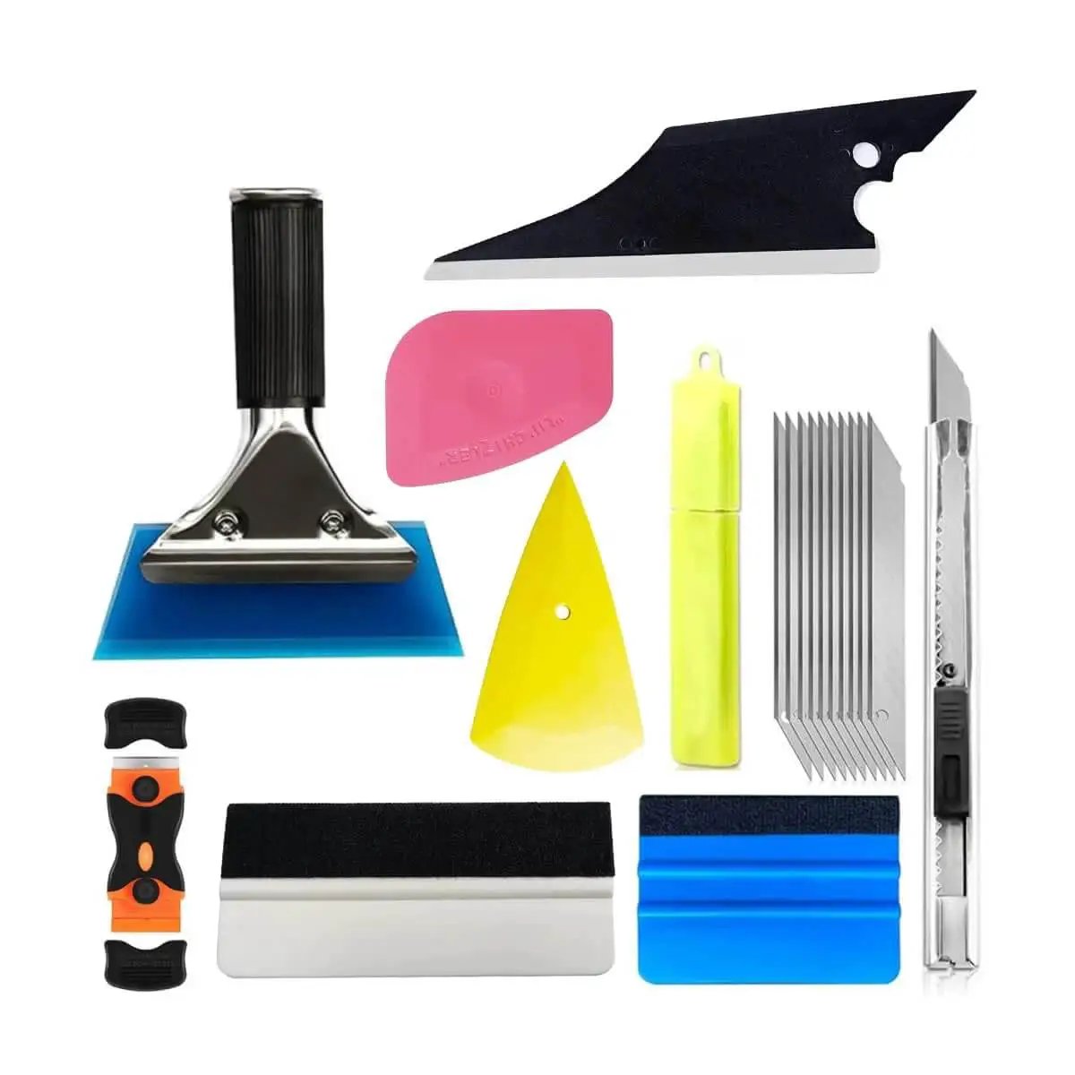 All In One Car Window Tint Kit With 18 Piece Tool Set For Easy DIY Vinyl Wrap And Glass Protection Includes Squeegees Felt Squeegee Cutting Knife With Extra Blades Mandark