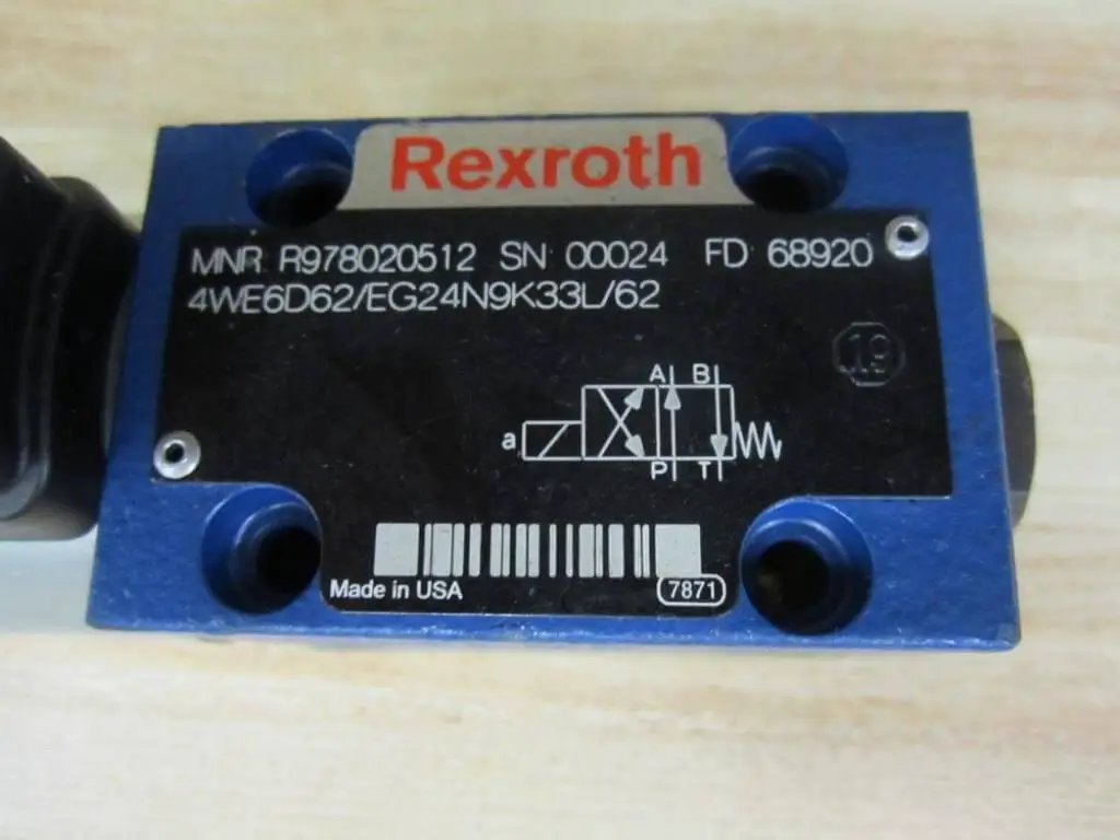 Solenoid Directional Spool Valve 4WE6D62/EG24N9K33L/62 PN R978020512 label view