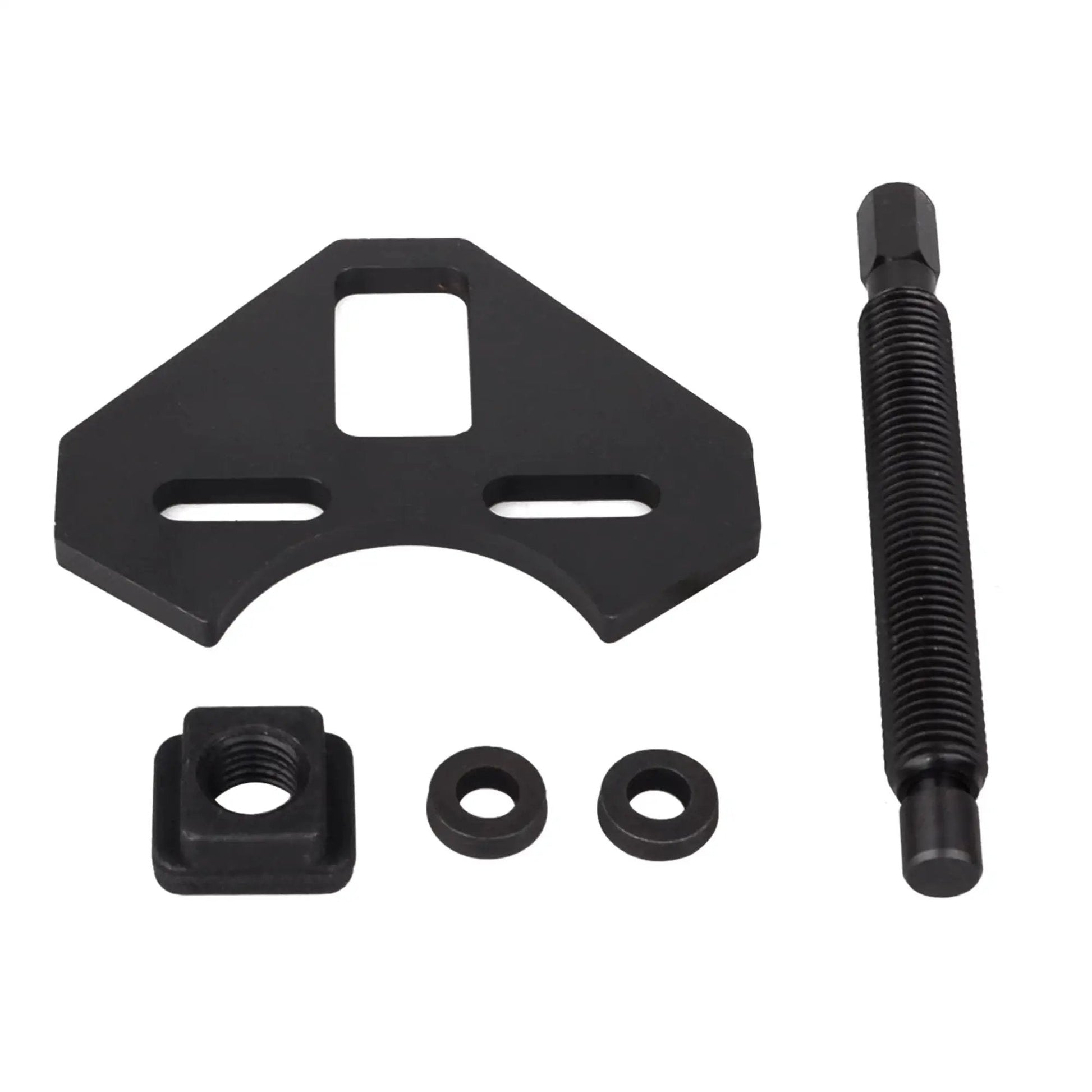 Universal Hub Removal Tool Kit for Wheel Bearing Hubs and Brake Discs showing remover plate, washers, insert, screw set