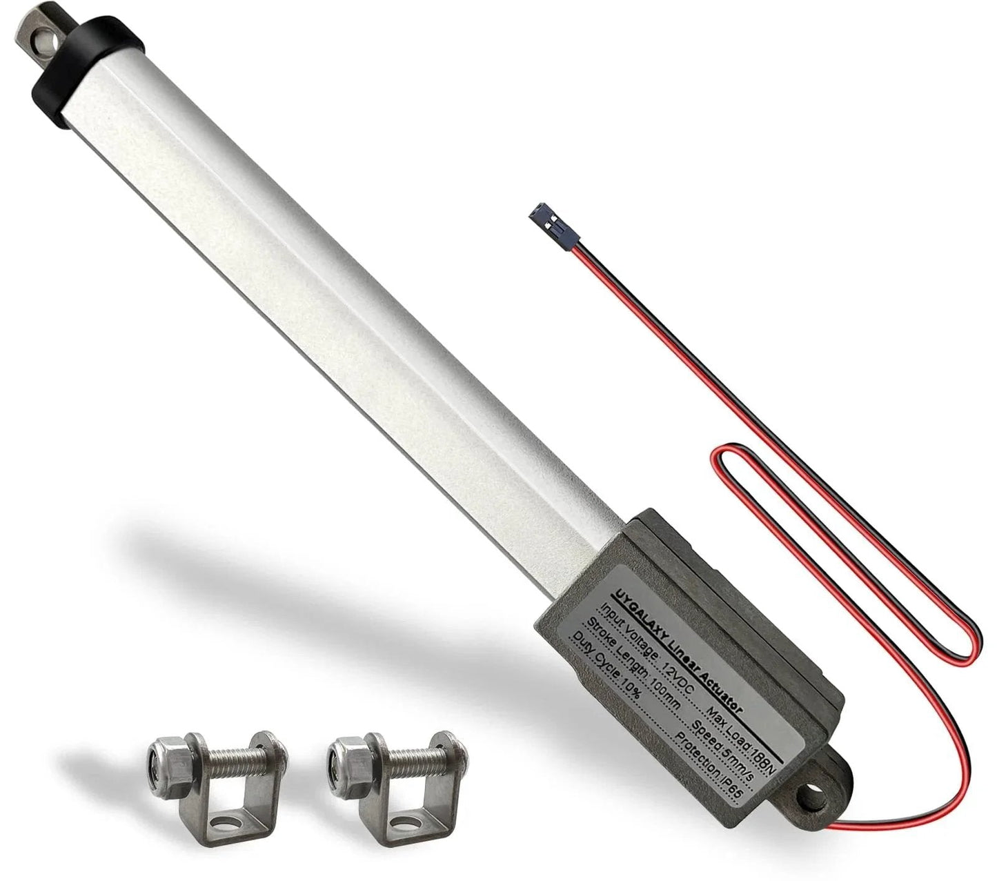 12V Mini Electric Linear Actuator With 4 Inch Stroke 188N 42Lb Force 0.2 In Per Sec Speed IP65 Waterproof Metal Actuator With Mounting Brackets For DIY Fans Cabinets Window Lifts Robots 100mm