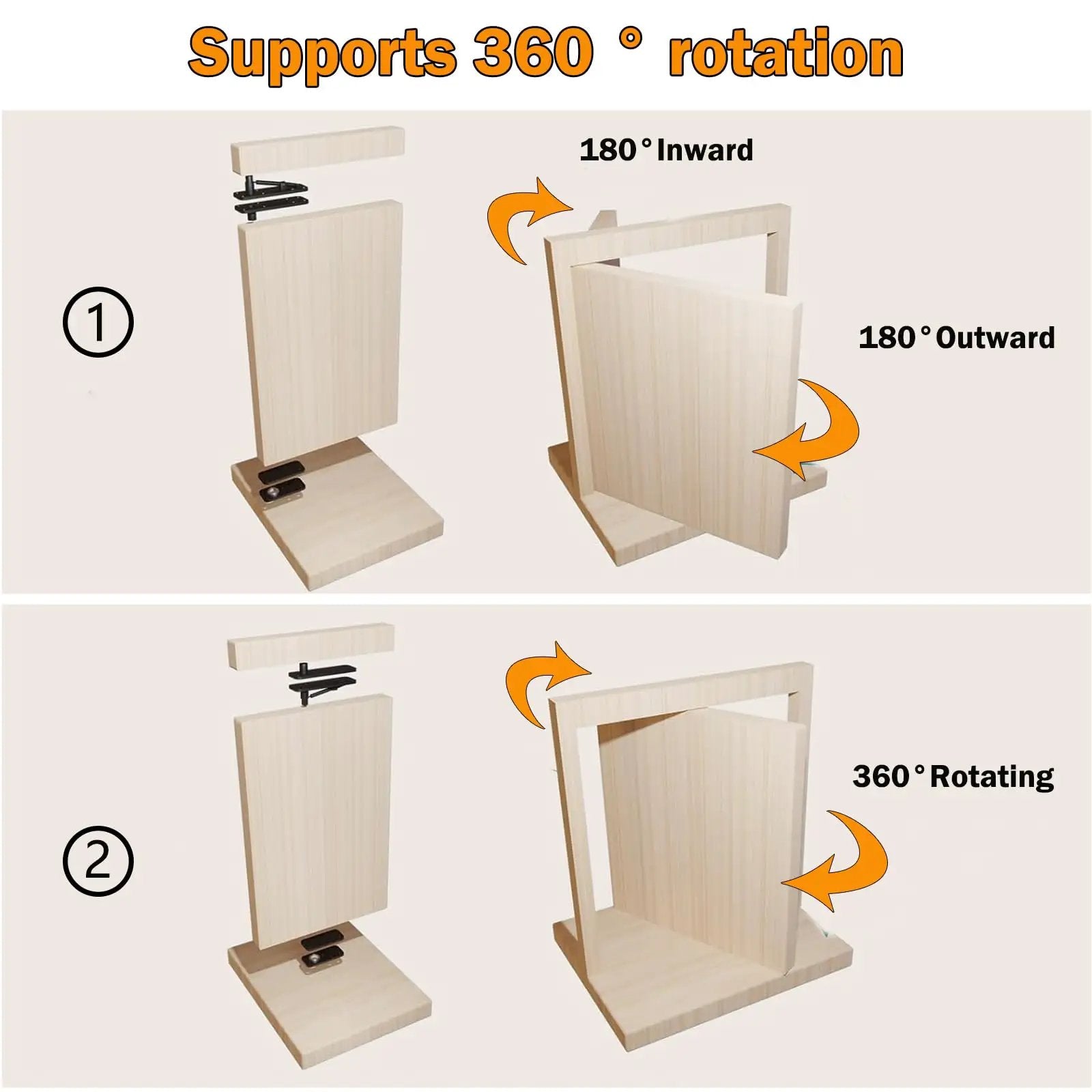 Hidden Door Hinge Set 304 Stainless Steel Beefy Heavy Duty Pivot Hinge With 573Lb Load Rating for 360 Degree Rotation demonstration