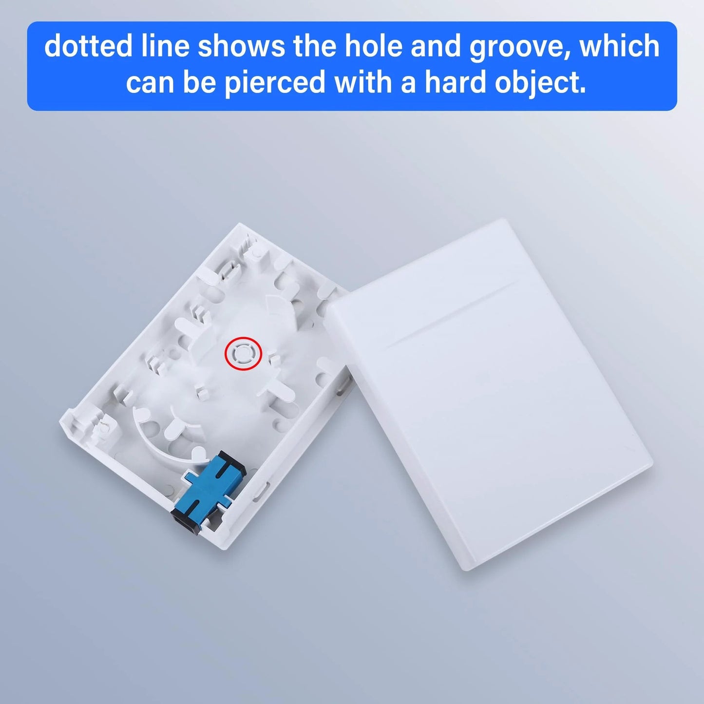 2 Port Fiber Optic Terminal Junction Box Desktop Panel For FTTH With SC UPC Connectors showing interior design and cover