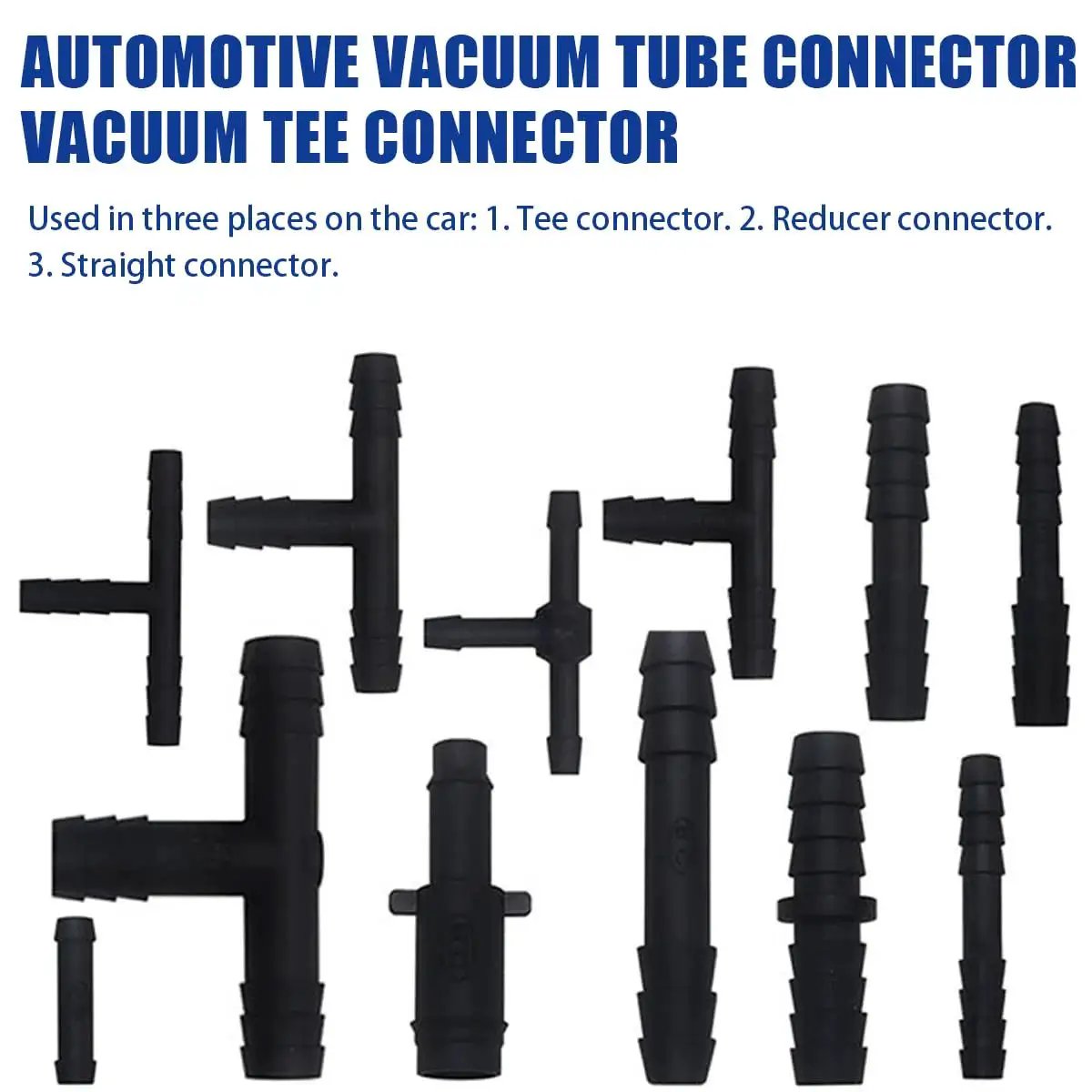 113 Piece Vacuum Connector Assortment Kit For Auto Hoses With 12 Sizes Of Tee And Straight Nylon Fittings