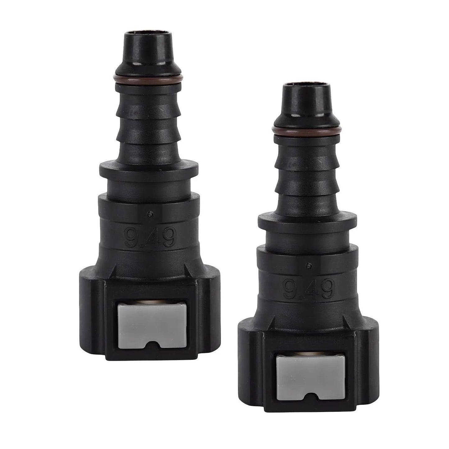 Two Pack Fuel Line Quick Connectors Three Eighths SAE To Five Sixteenths ID Nylon Tubing Straight Fittings Bundy Female To Hose Barb